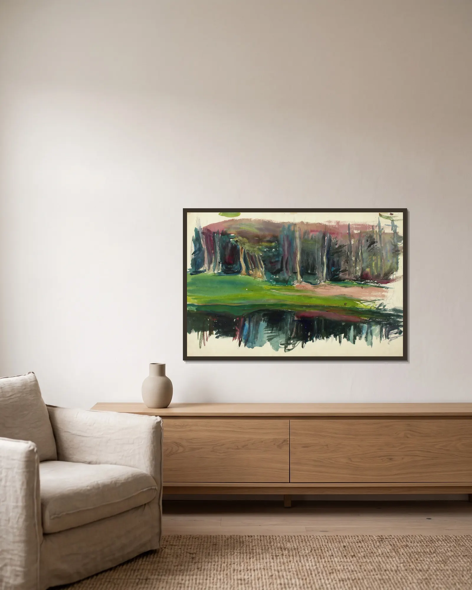 Landscape av Magnus Enckell inramad på en vägg