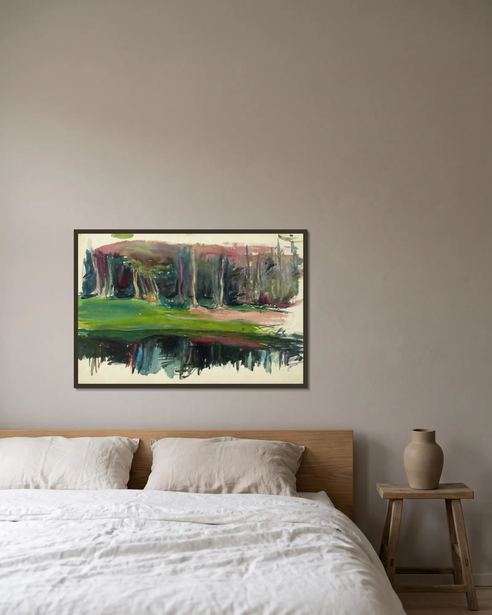 Landscape av Magnus Enckell inramad på en vägg