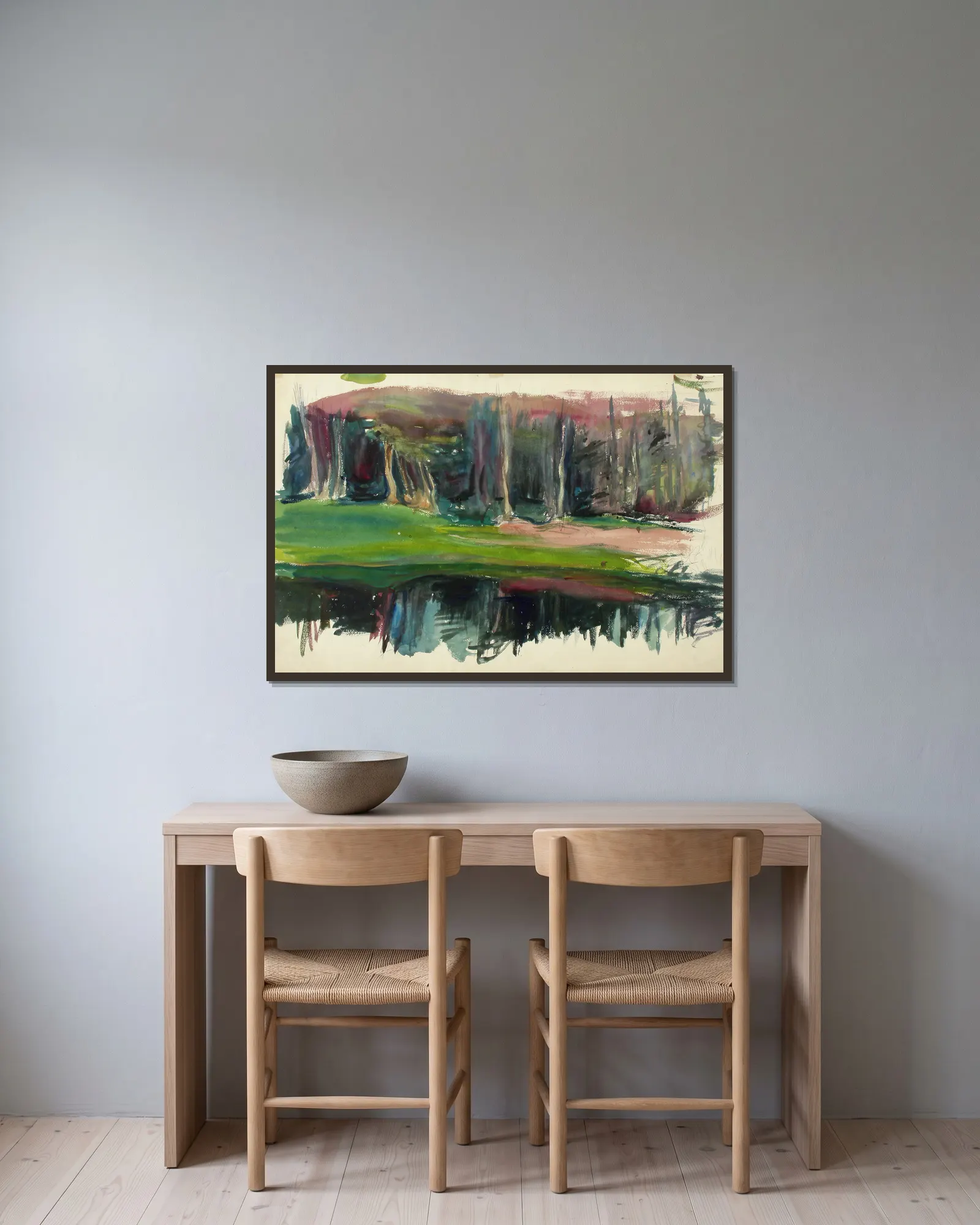 Landscape av Magnus Enckell inramad på en vägg