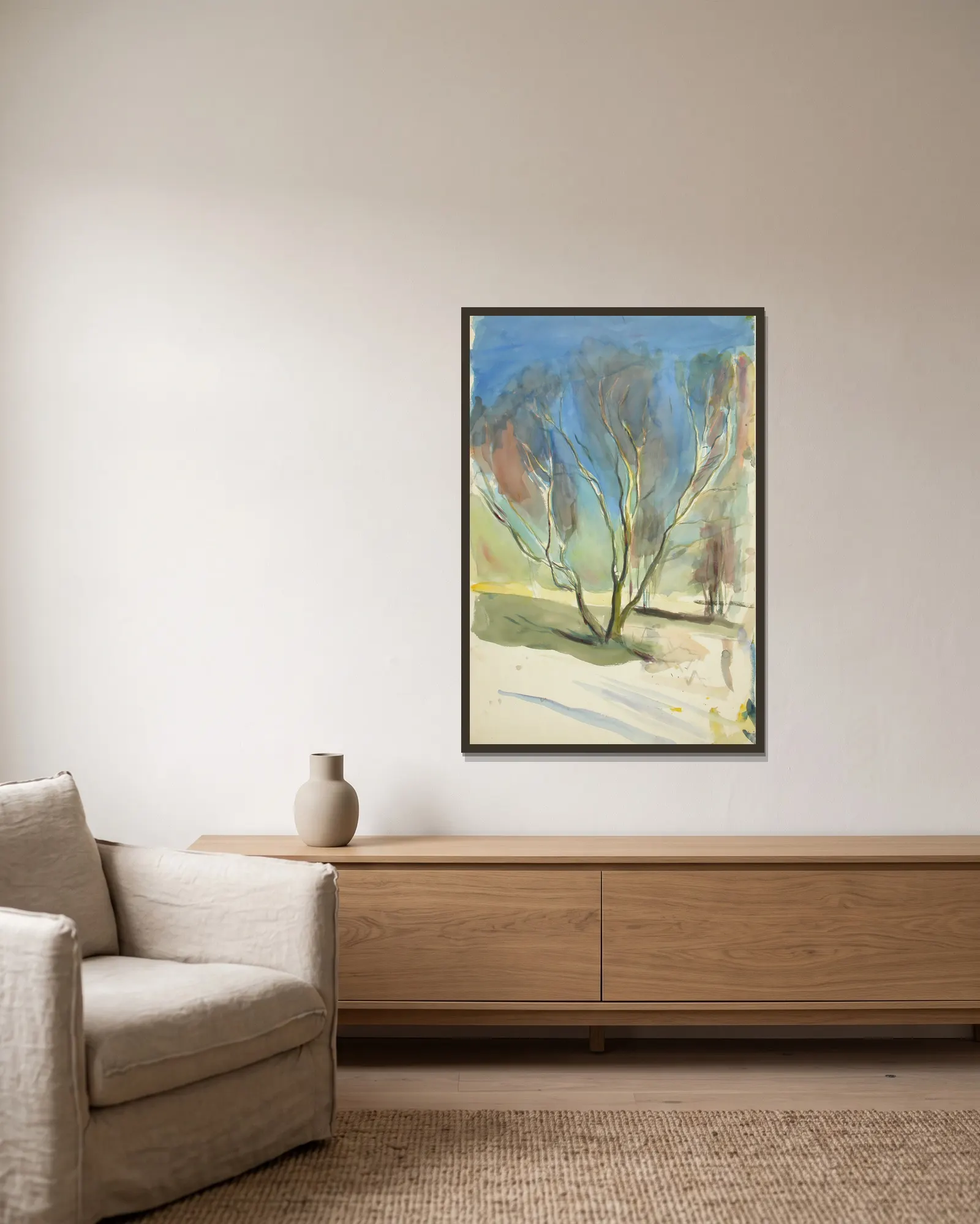 Landscape av Magnus Enckell inramad på en vägg