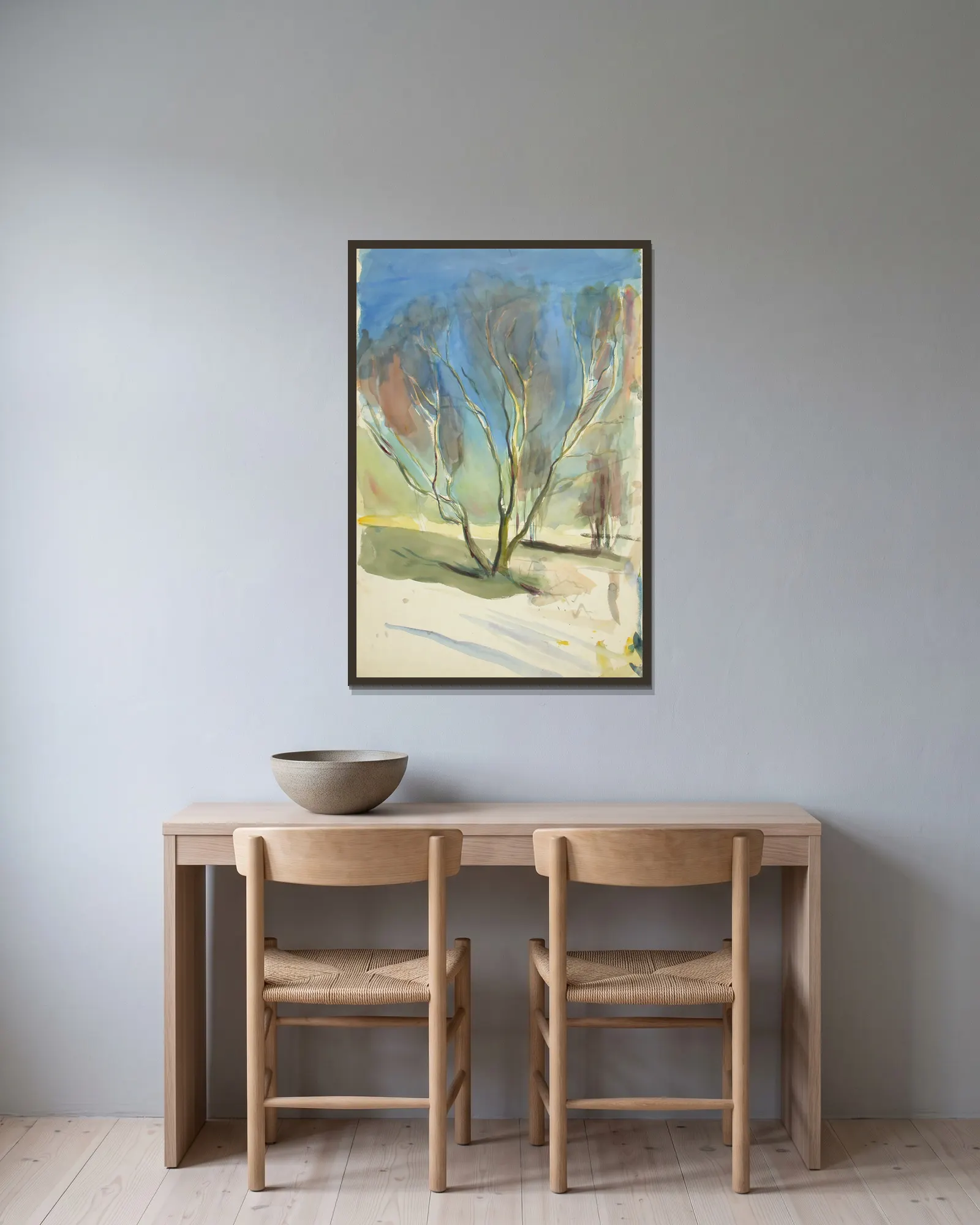 Landscape av Magnus Enckell inramad på en vägg