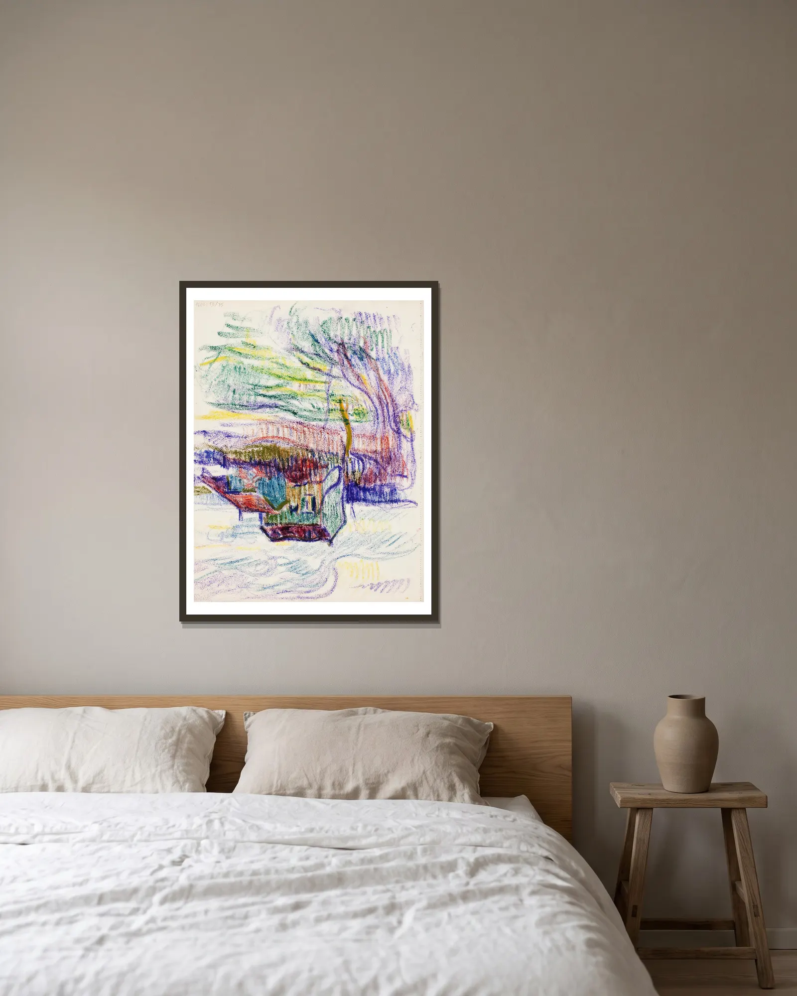 Maisema av Magnus Enckell inramad på en vägg