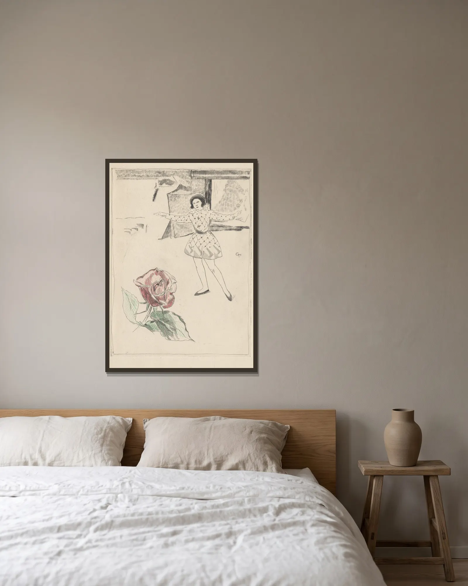 Danseuse à la rose av Marc Gonthier inramad på en vägg