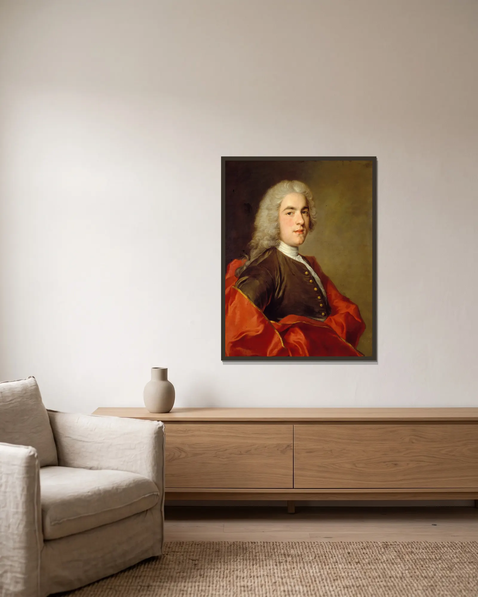 Mister Sarasin av Jean-Marc Nattier inramad på en vägg