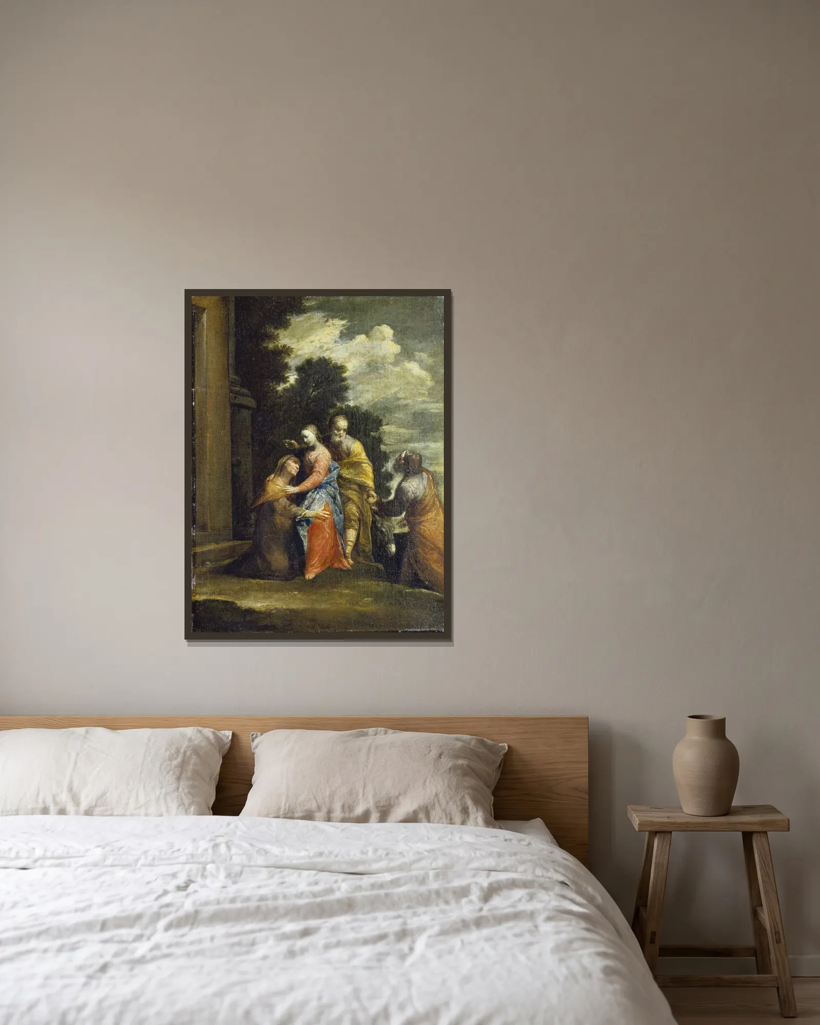 The Visitation av Giuseppe Maria Crespi inramad på en vägg