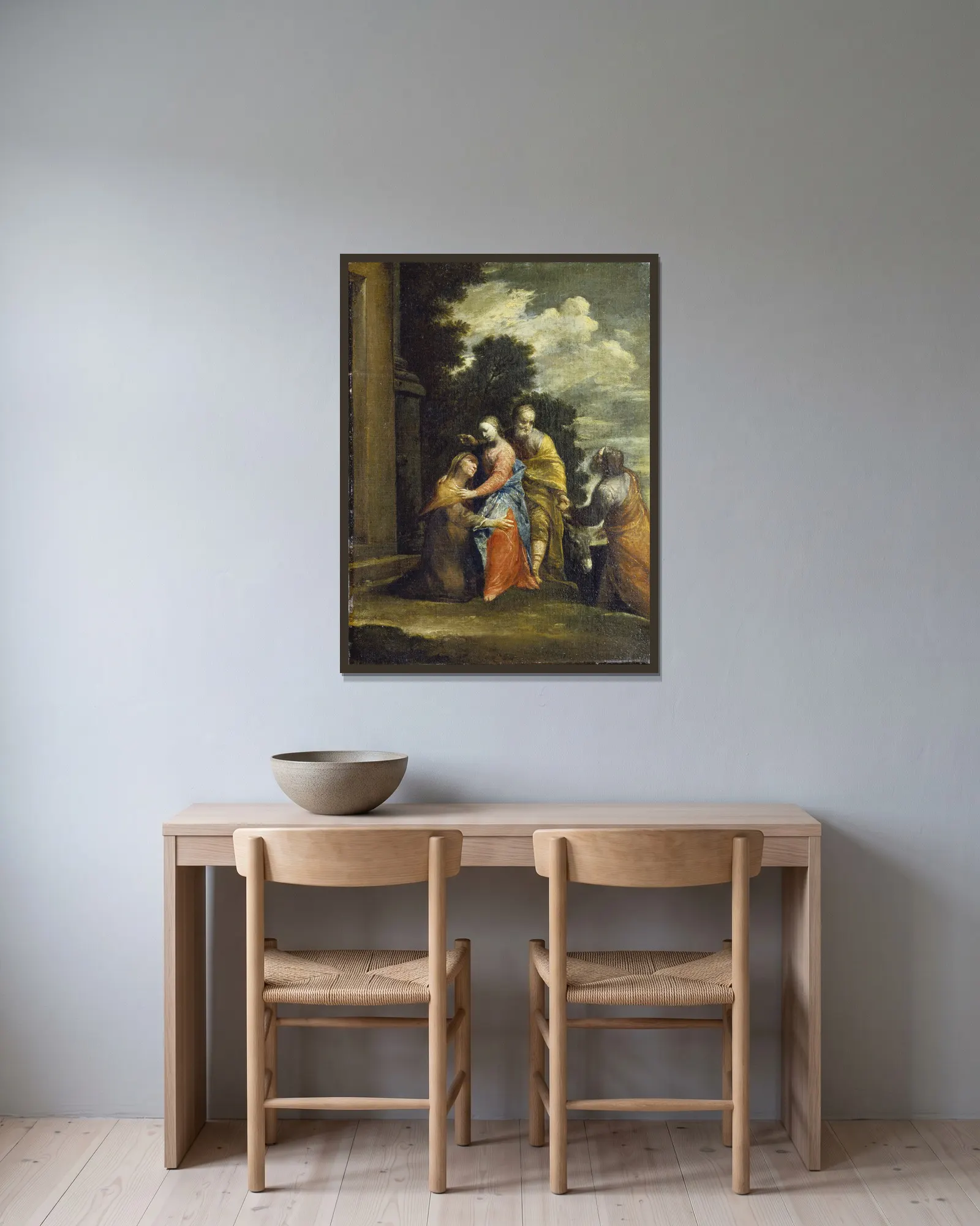 The Visitation av Giuseppe Maria Crespi inramad på en vägg