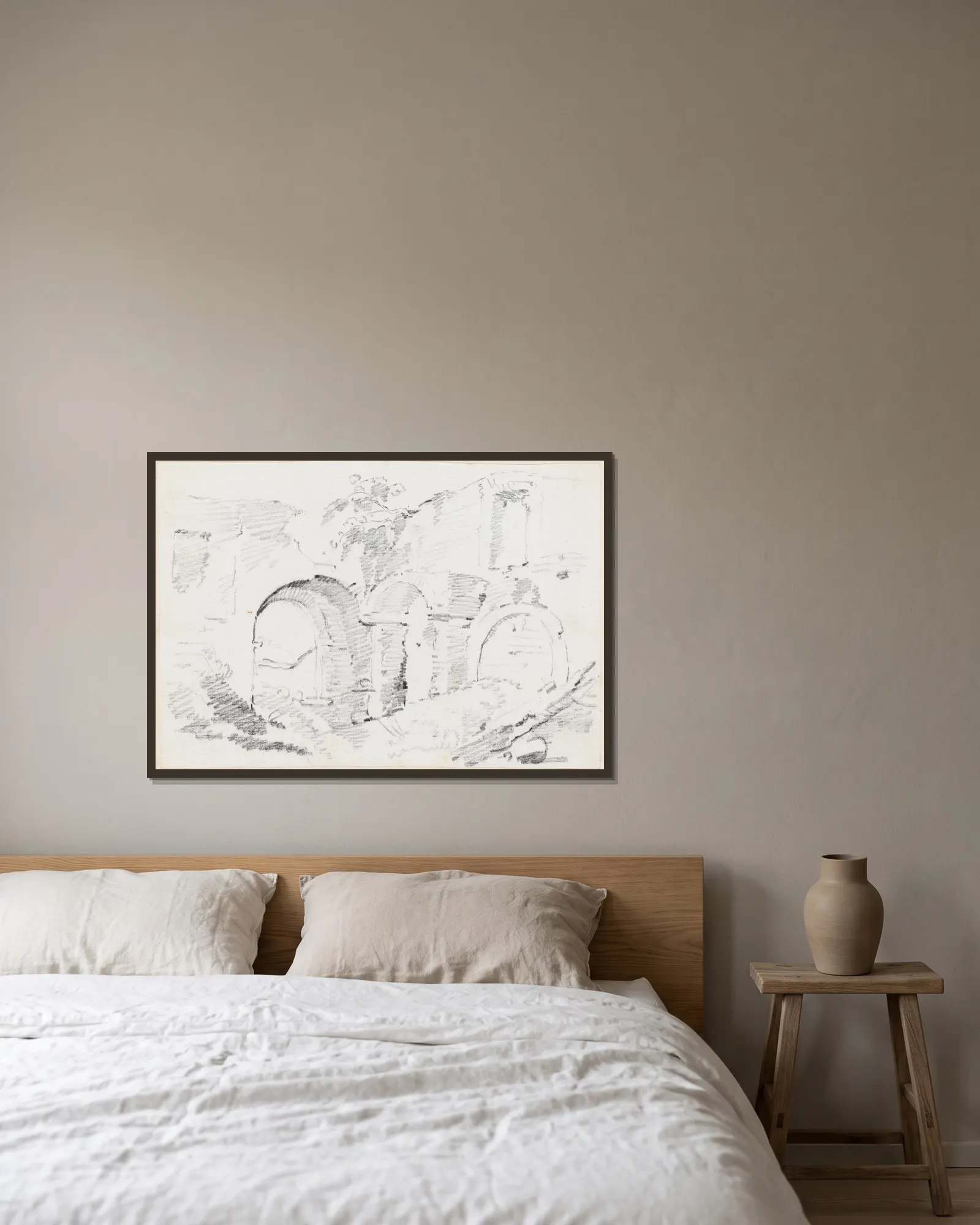 Roman Walls av Joseph-Marie Vien inramad på en vägg