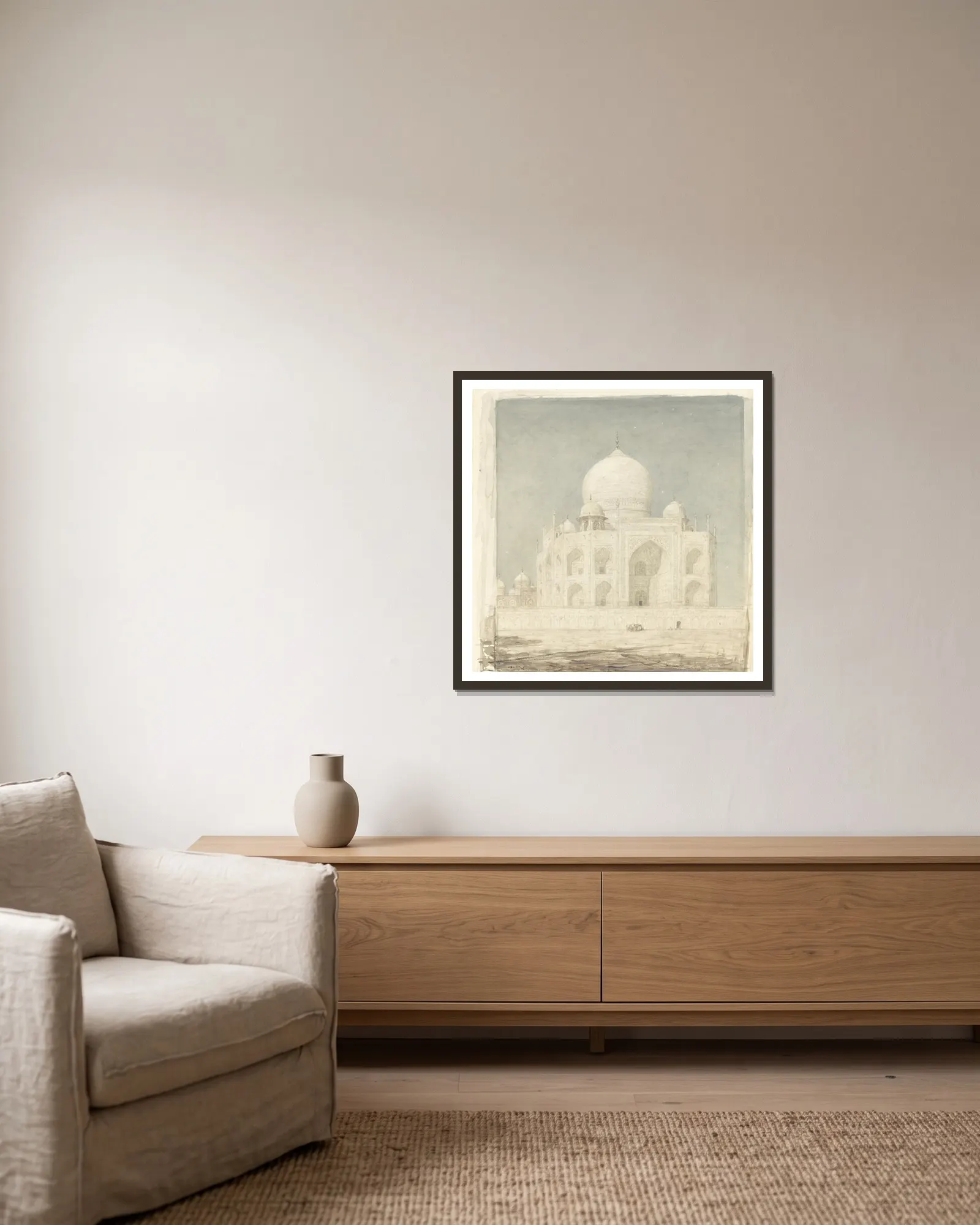 De Taj Mahal av Marius Bauer inramad på en vägg