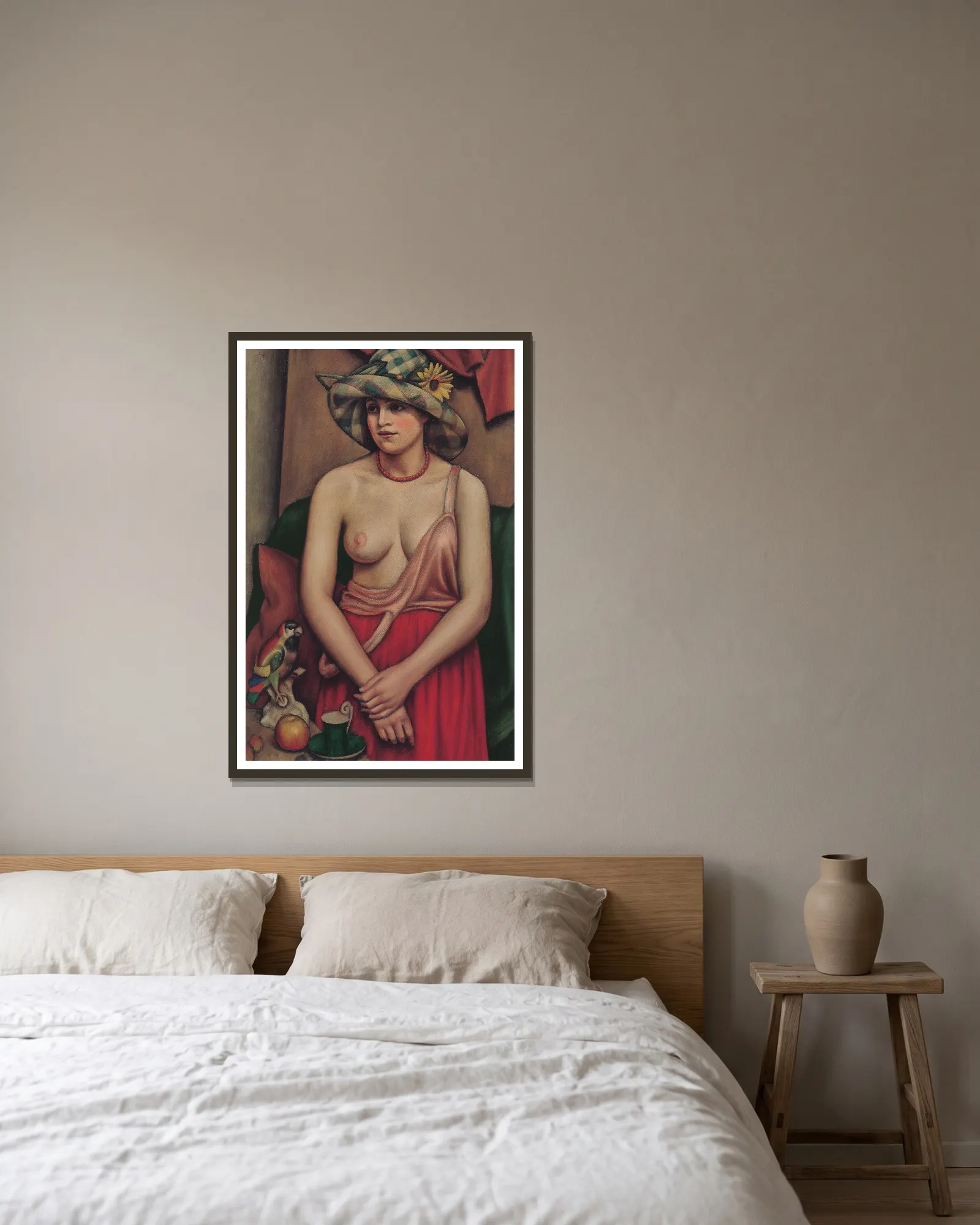 The straw hat av Mark Gertler inramad på en vägg