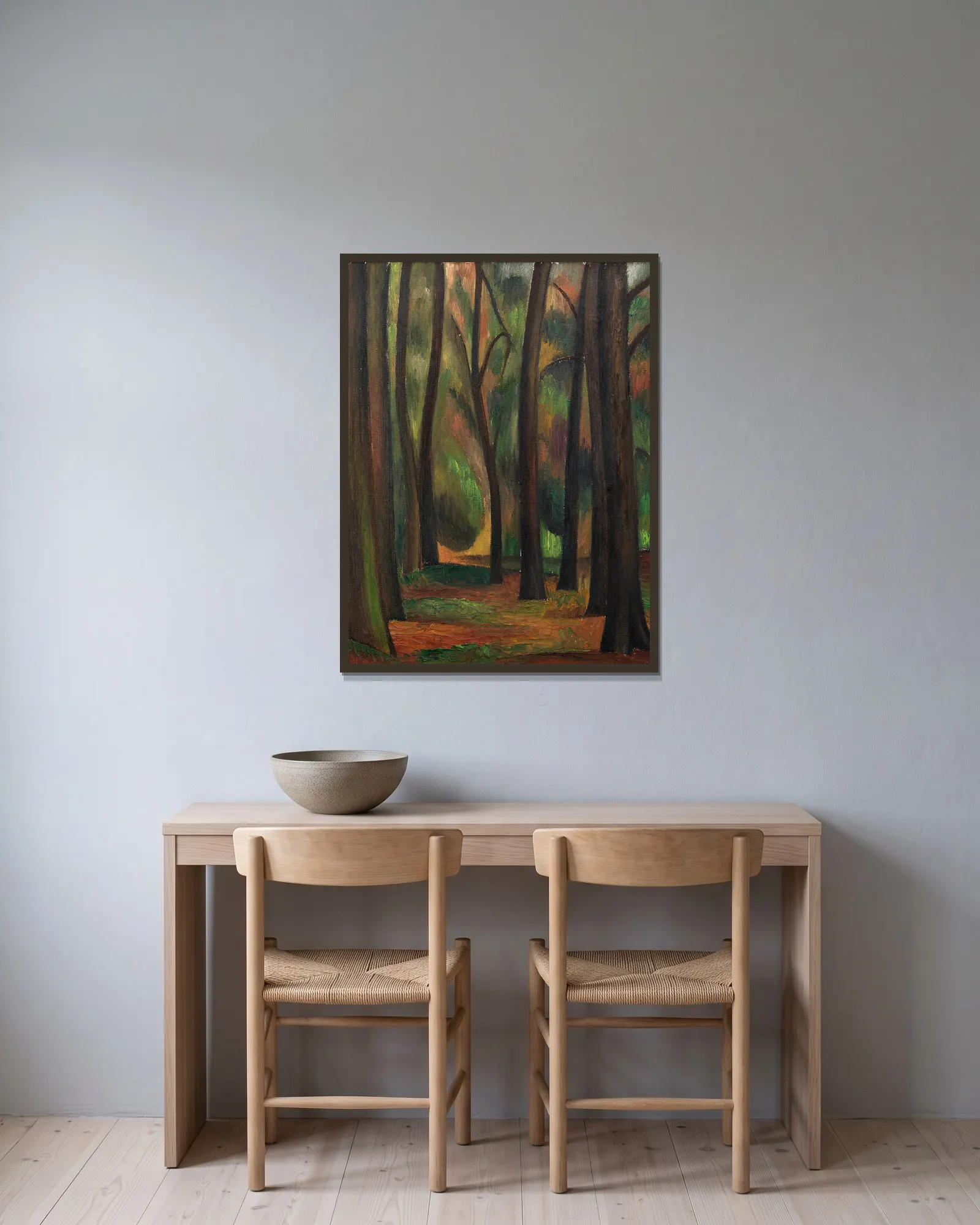Trees at Garsington av Mark Gertler inramad på en vägg
