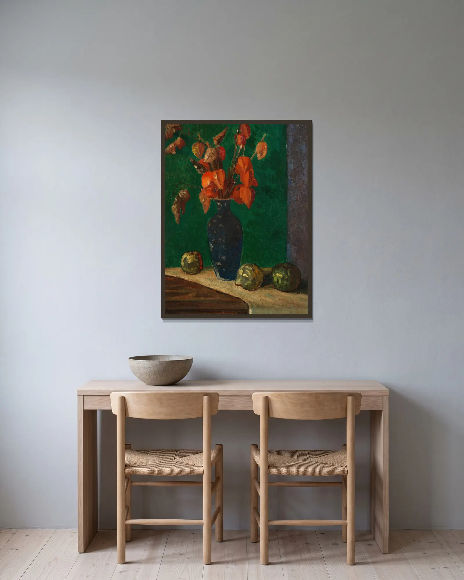 Winter Cherries av Mark Gertler inramad på en vägg