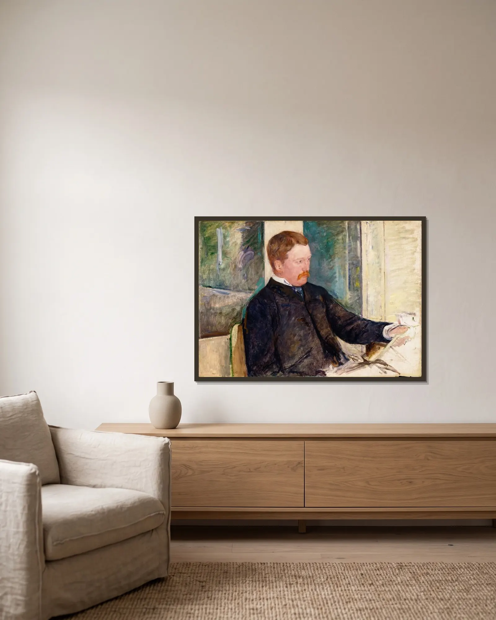 Alexander J. Cassatt av Mary Cassatt inramad på en vägg