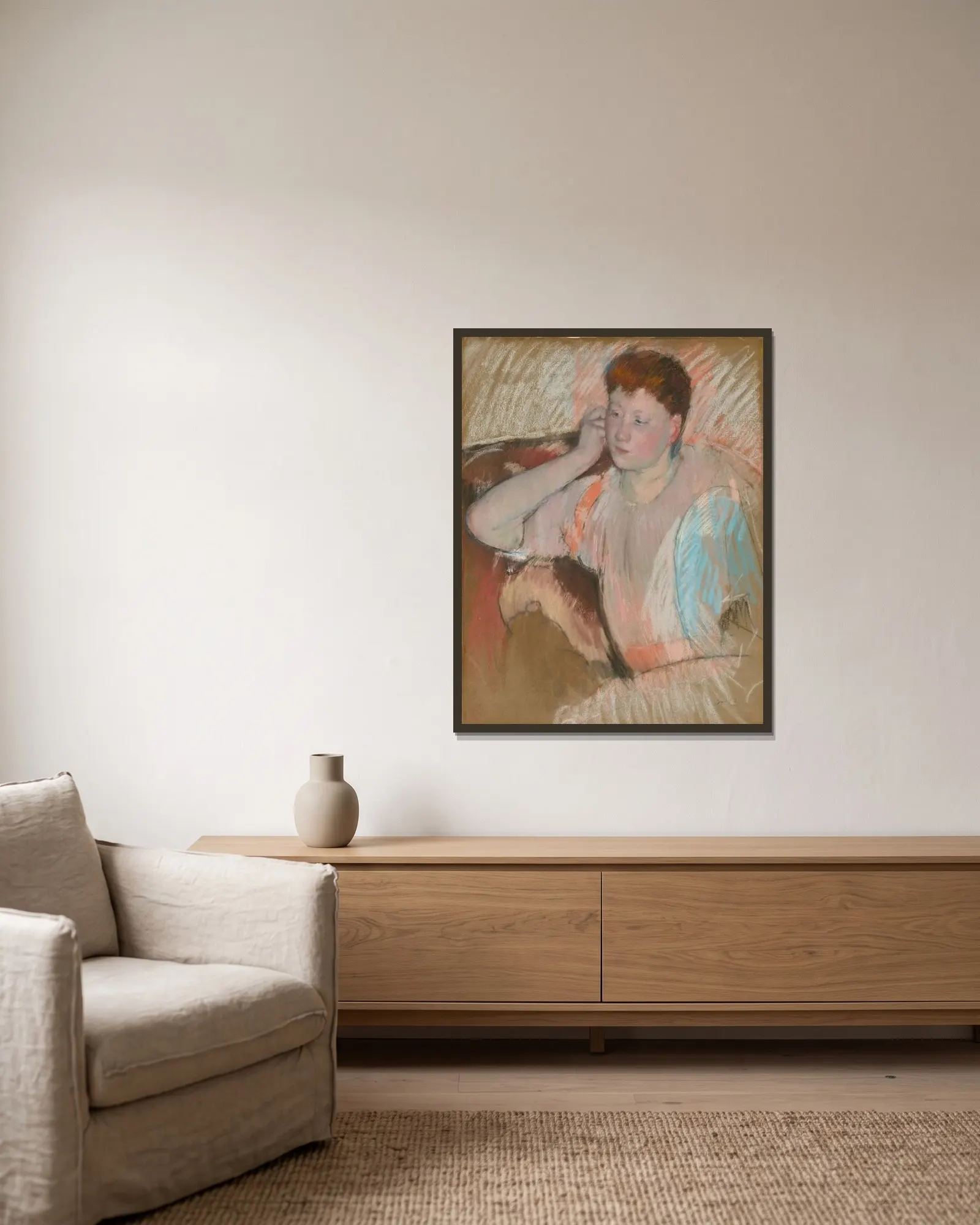 Clarissa av Mary Cassatt inramad på en vägg