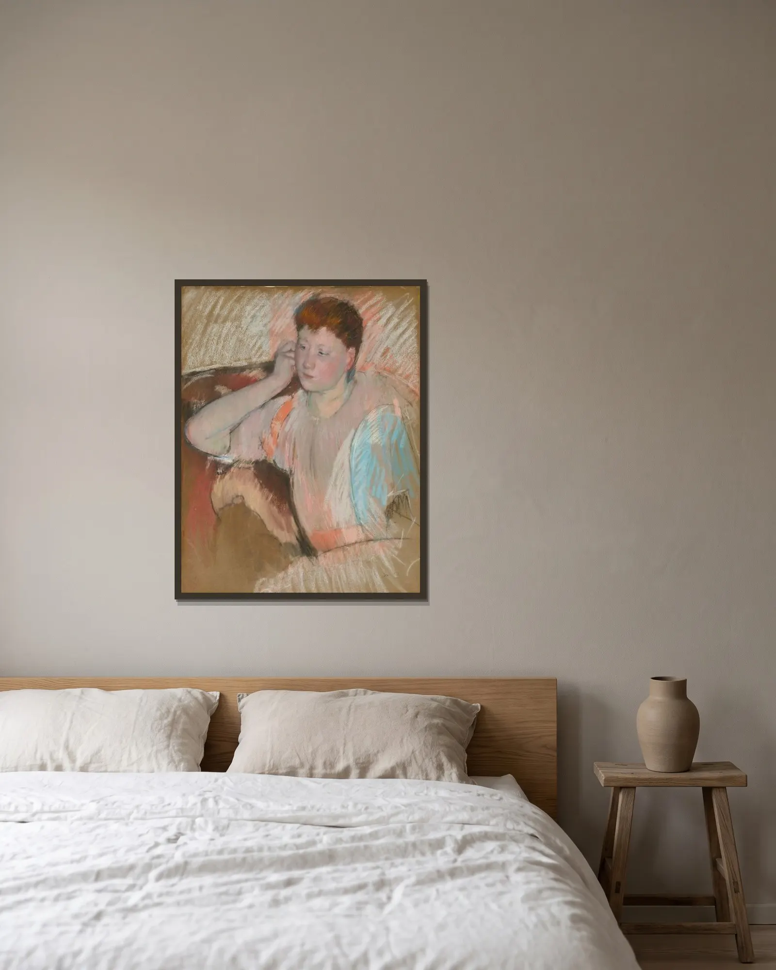 Clarissa av Mary Cassatt inramad på en vägg