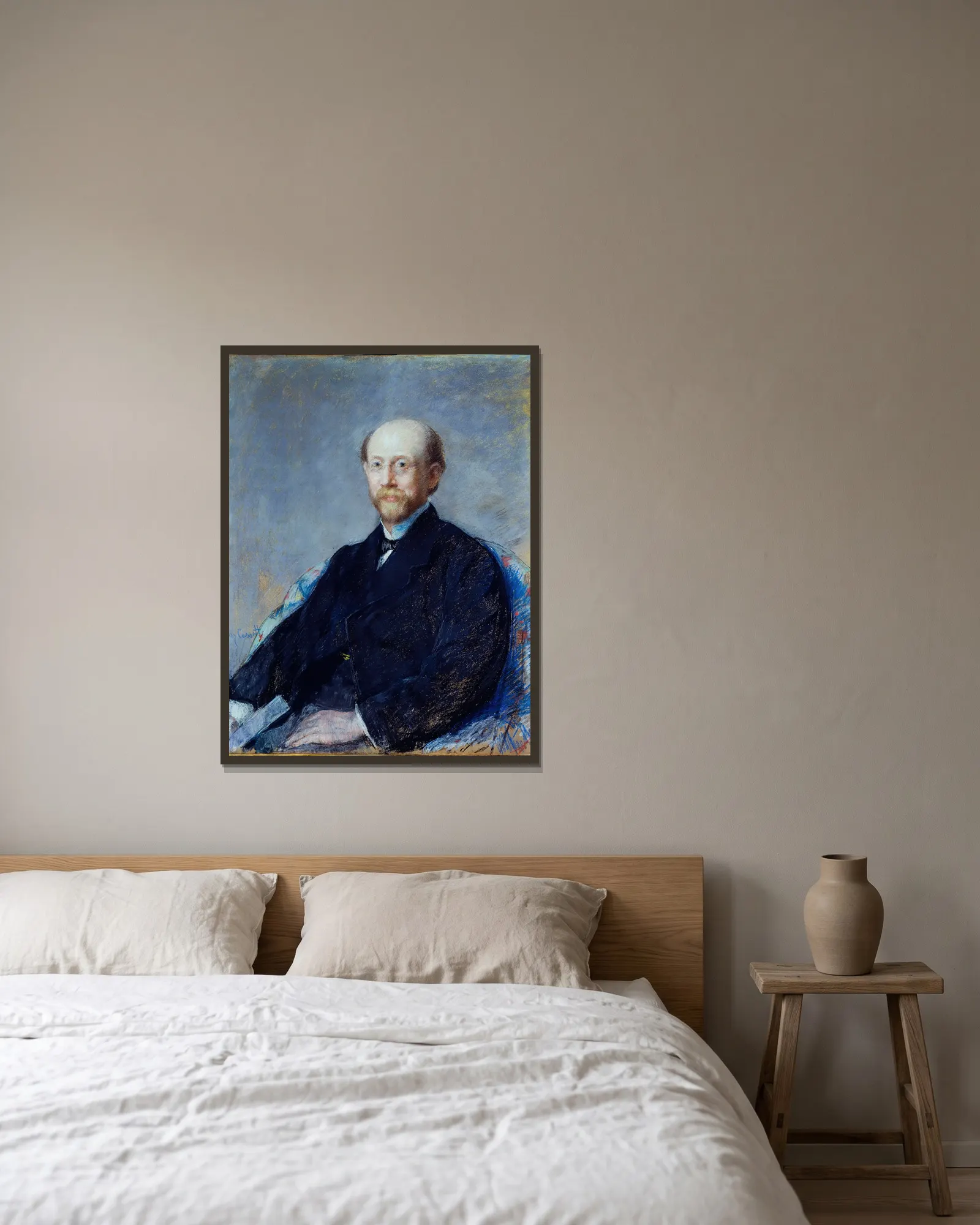 Portrait d’homme av Mary Cassatt inramad på en vägg