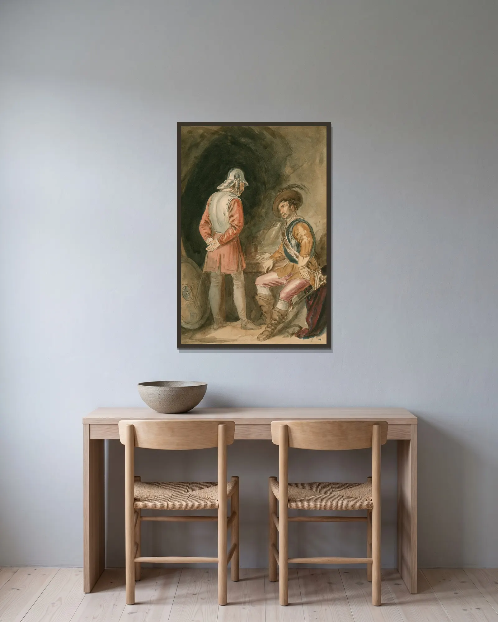 2 men av John Massey Wright inramad på en vägg