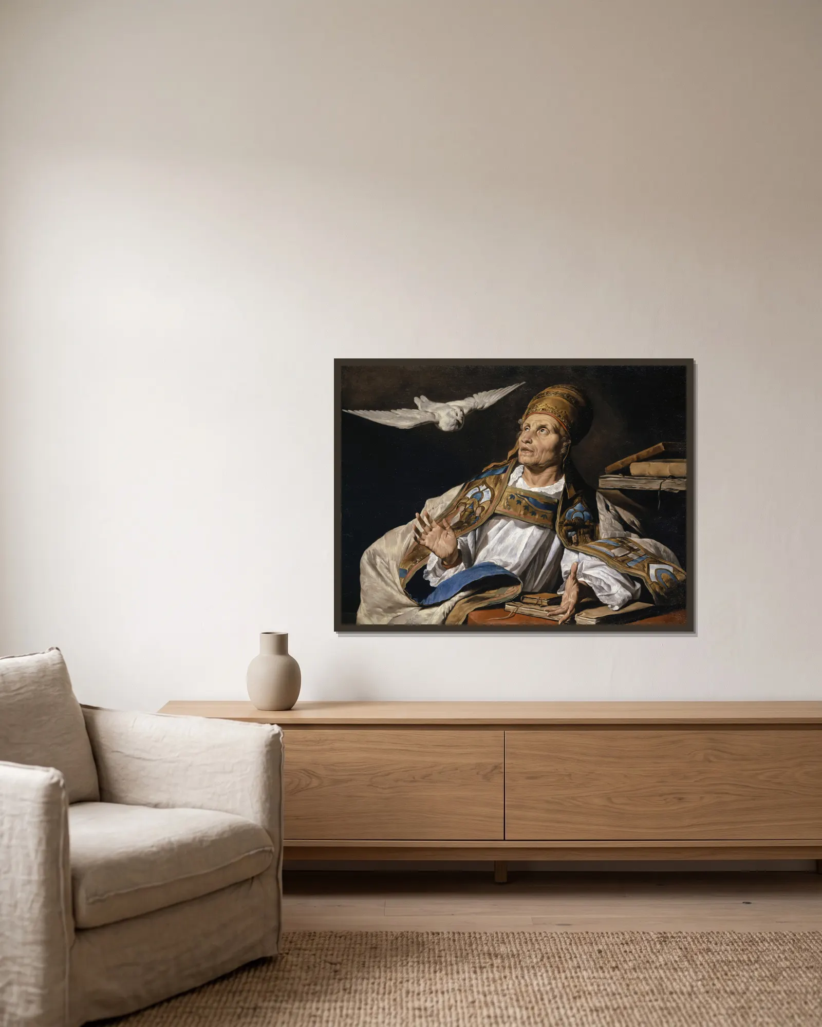 Saint Gregory av Matthias Stom inramad på en vägg