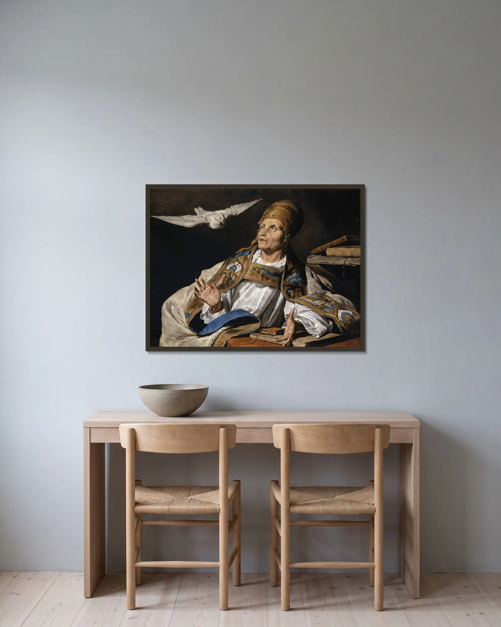 Saint Gregory av Matthias Stom inramad på en vägg