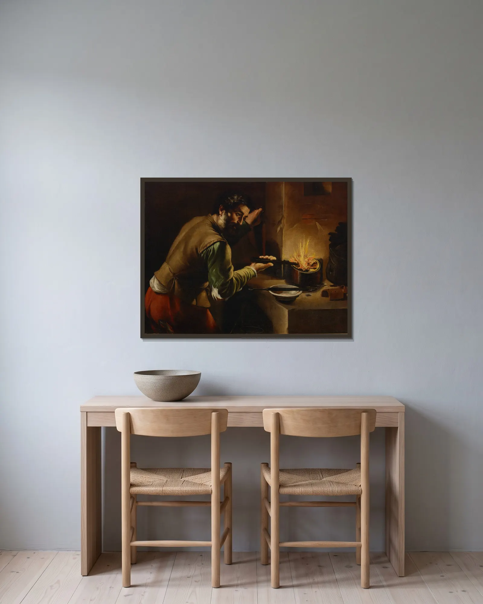 A silversmith av Mattia Preti inramad på en vägg