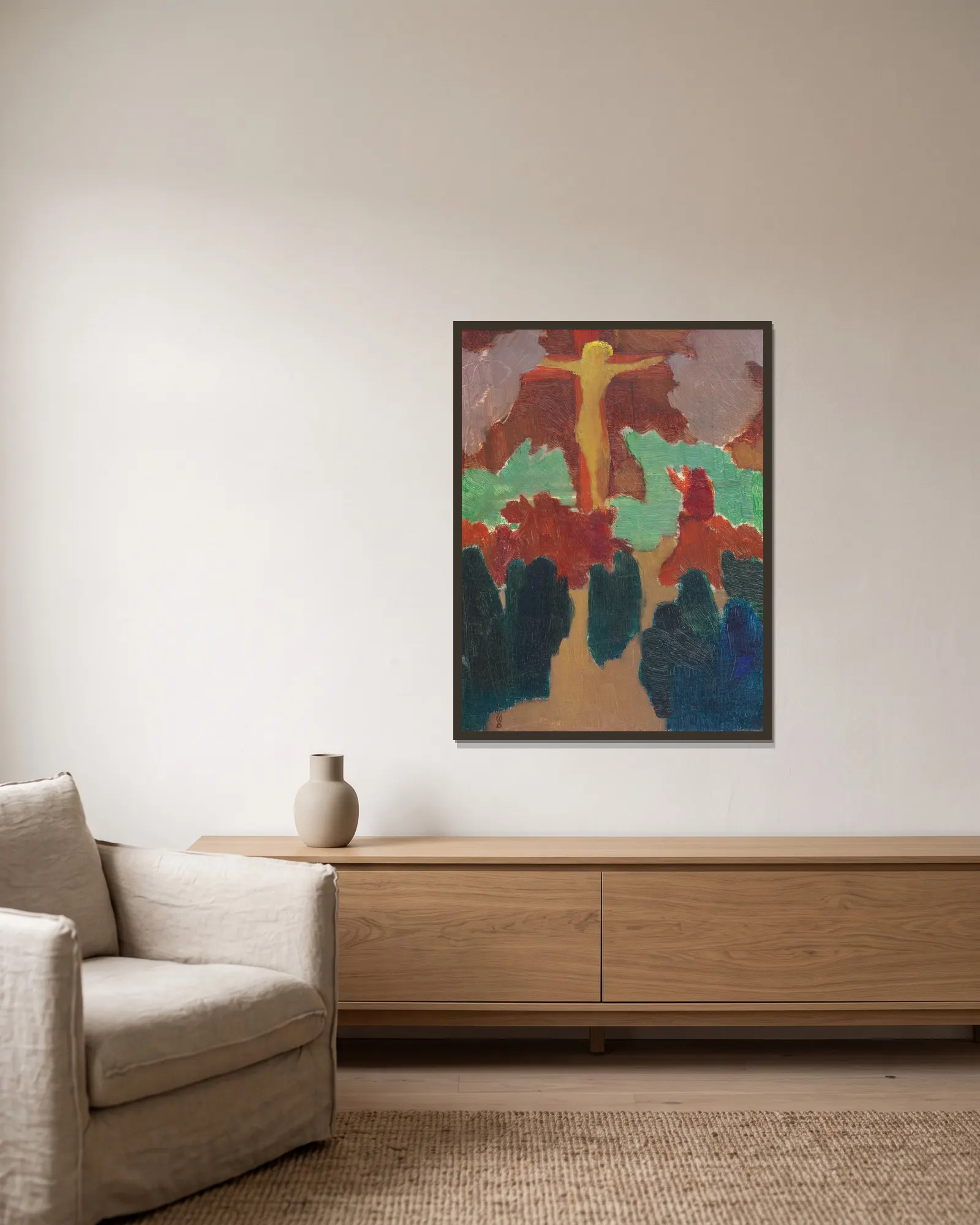 The Orange Christ av Maurice Denis inramad på en vägg