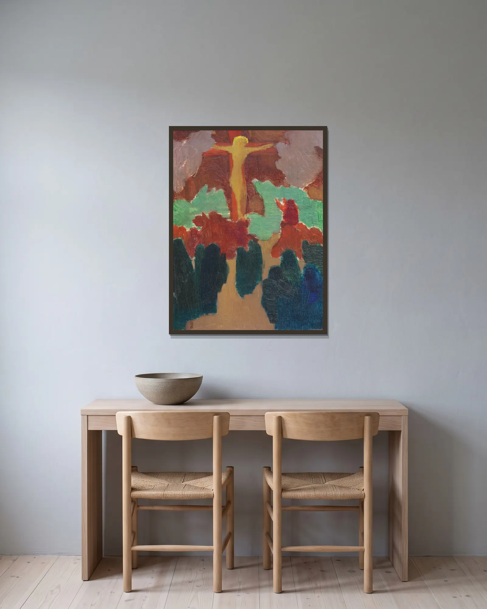 The Orange Christ av Maurice Denis inramad på en vägg