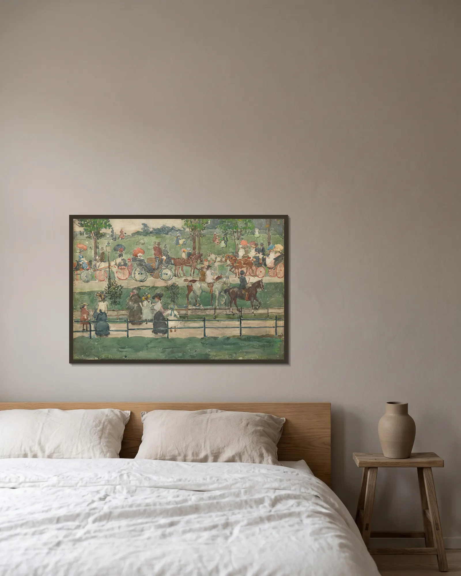Central Park av Maurice Prendergast inramad på en vägg