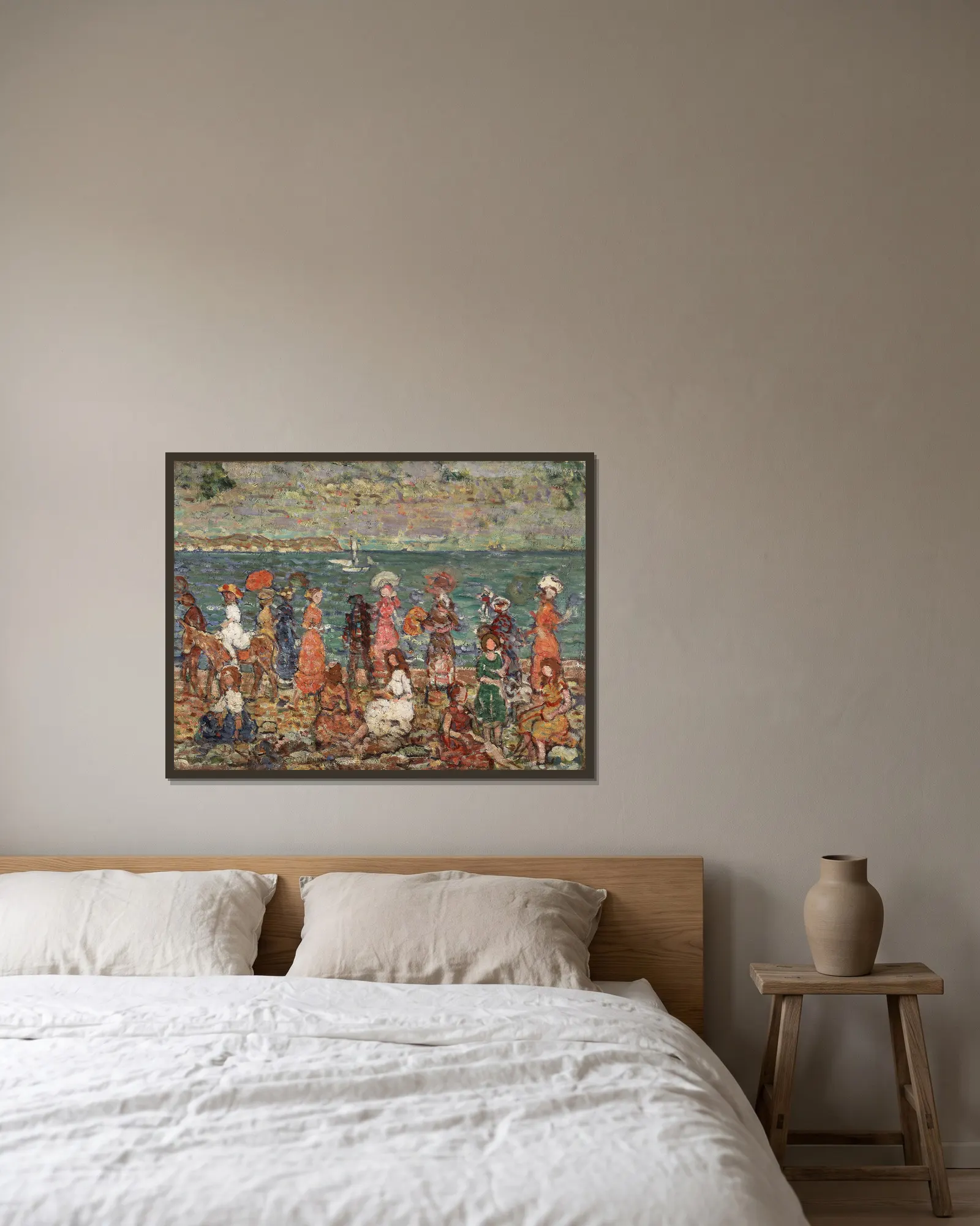 Seashore av Maurice Prendergast inramad på en vägg