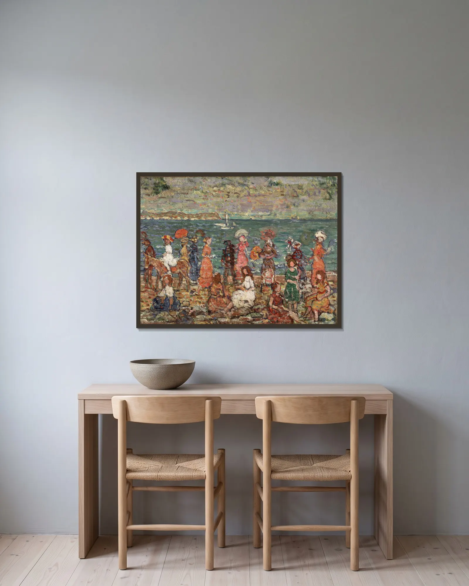 Seashore av Maurice Prendergast inramad på en vägg