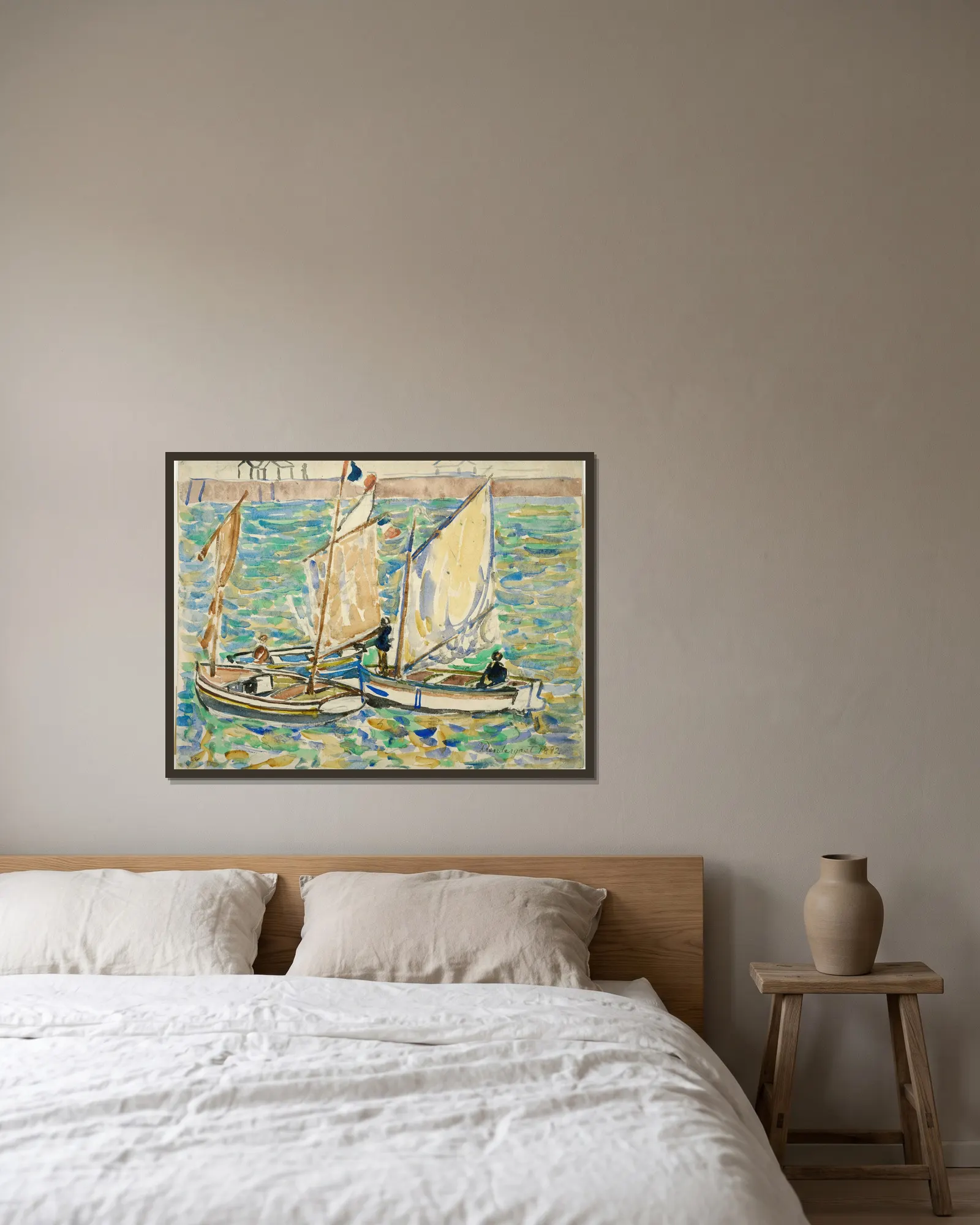 St. Malo av Maurice Prendergast inramad på en vägg
