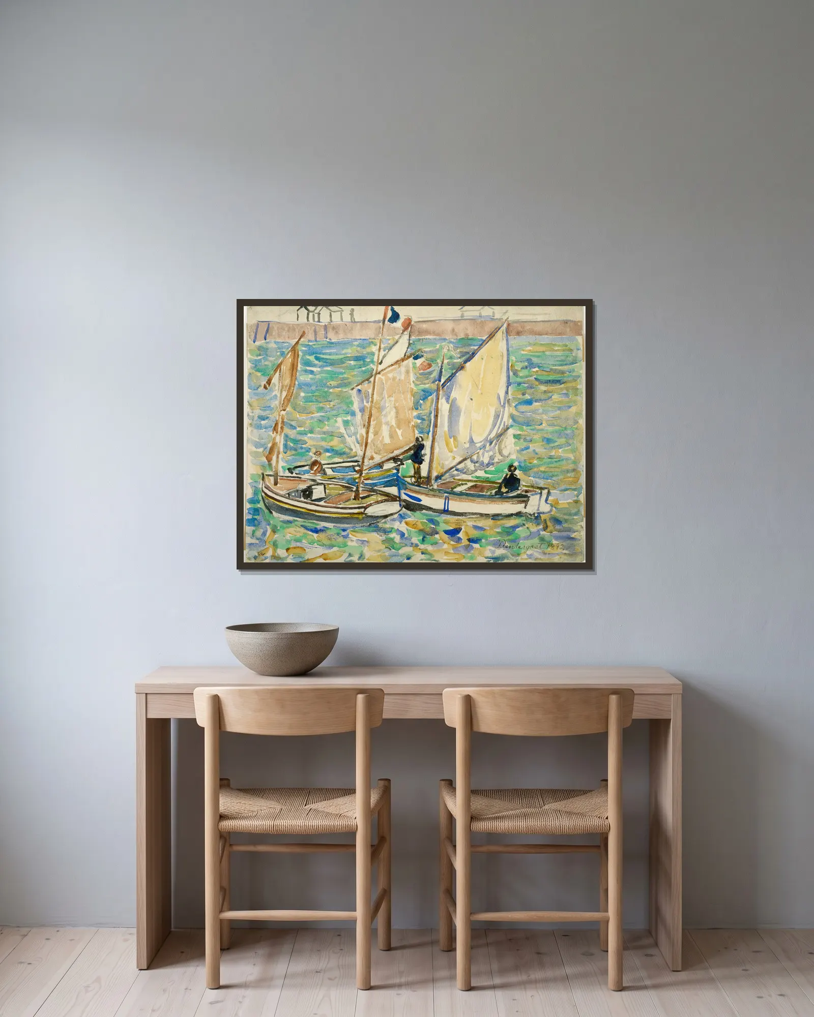 St. Malo av Maurice Prendergast inramad på en vägg
