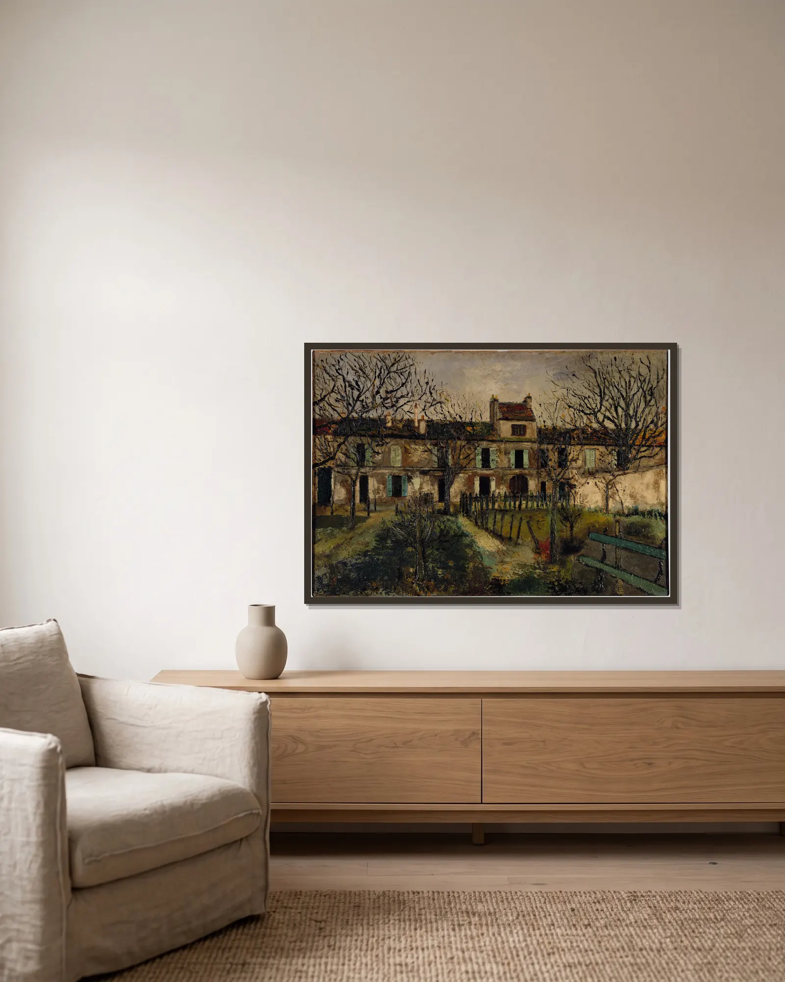 Château de Villetaneuse av Maurice Utrillo inramad på en vägg