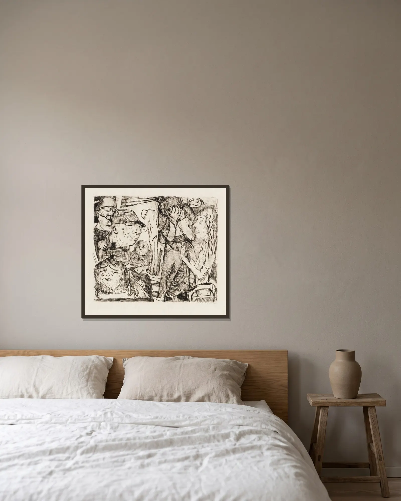Gesichter Pl.08 av Max Beckmann inramad på en vägg