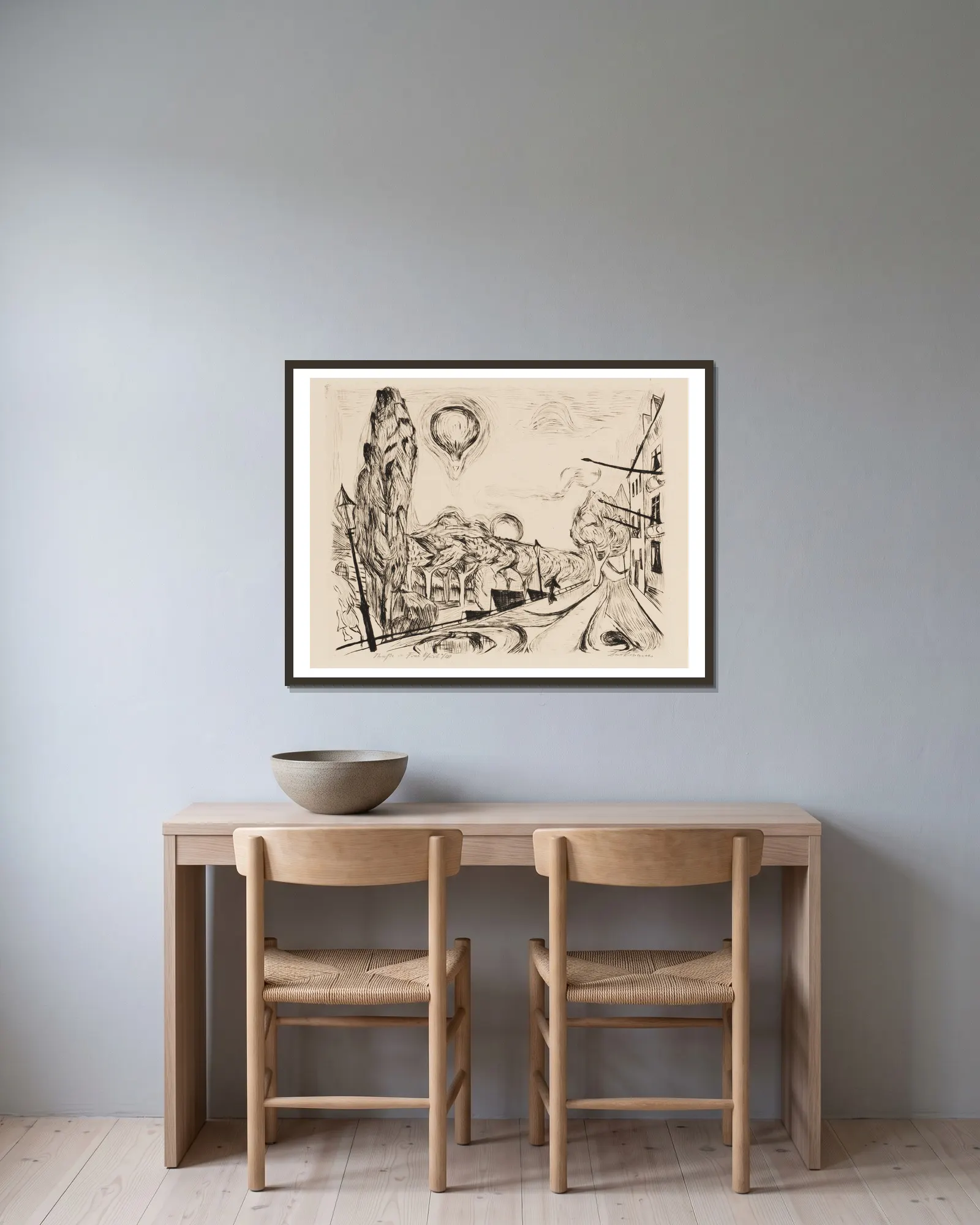 Gesichter Pl.18 av Max Beckmann inramad på en vägg