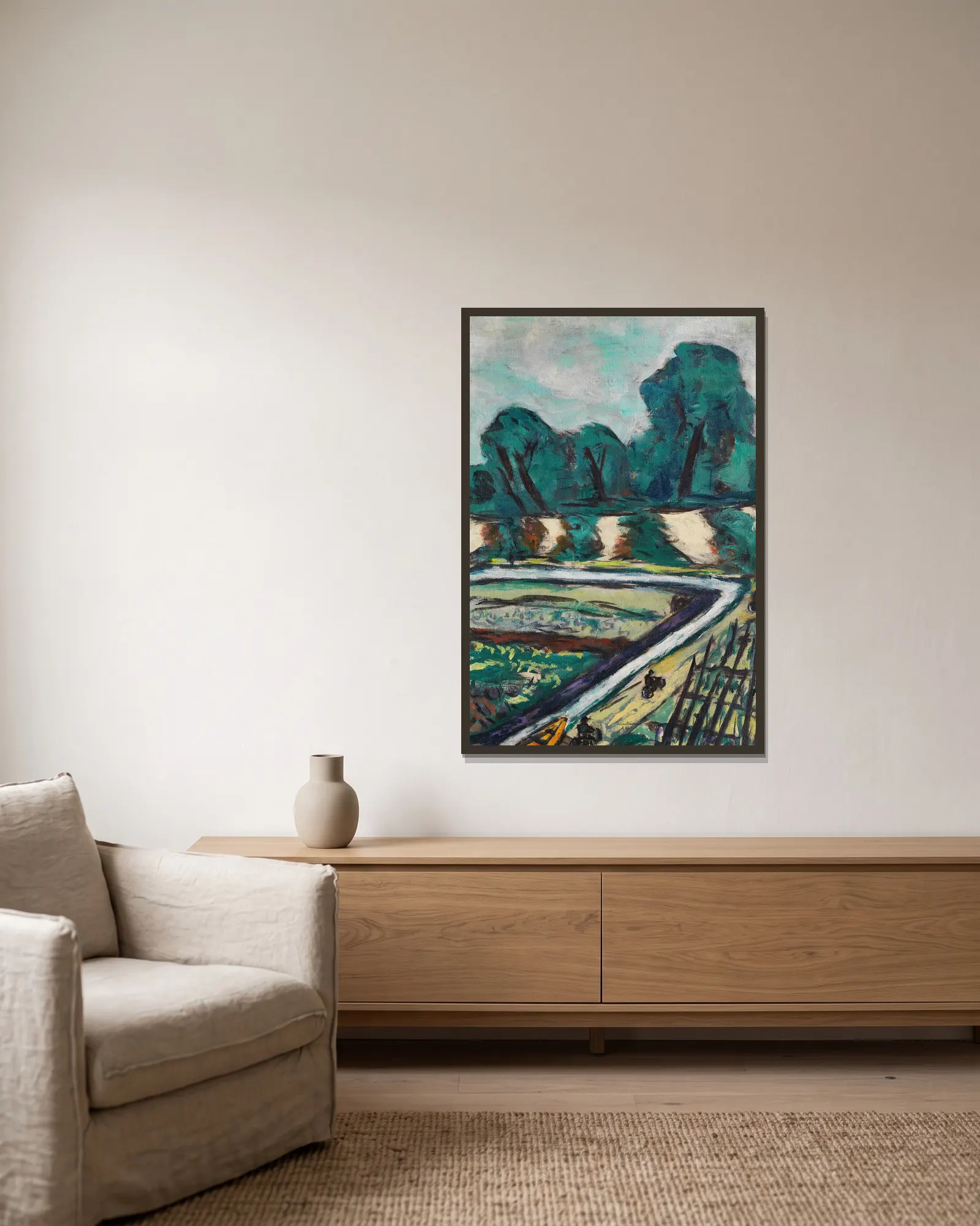 Holländischer Radfahrweg av Max Beckmann inramad på en vägg