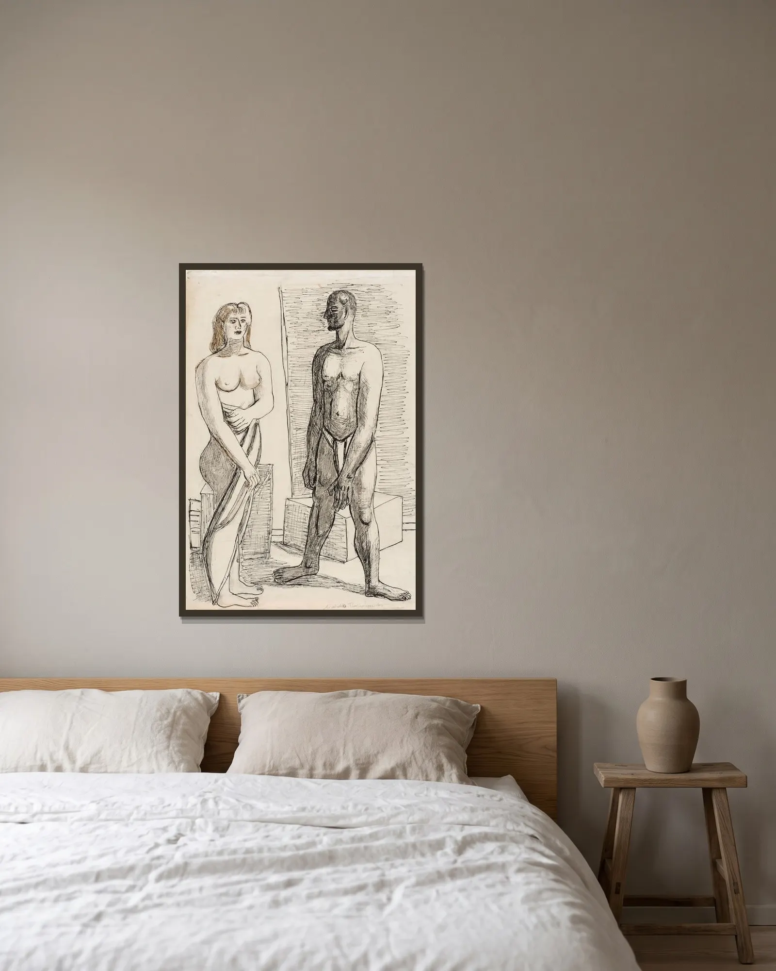 Modelle av Max Beckmann inramad på en vägg