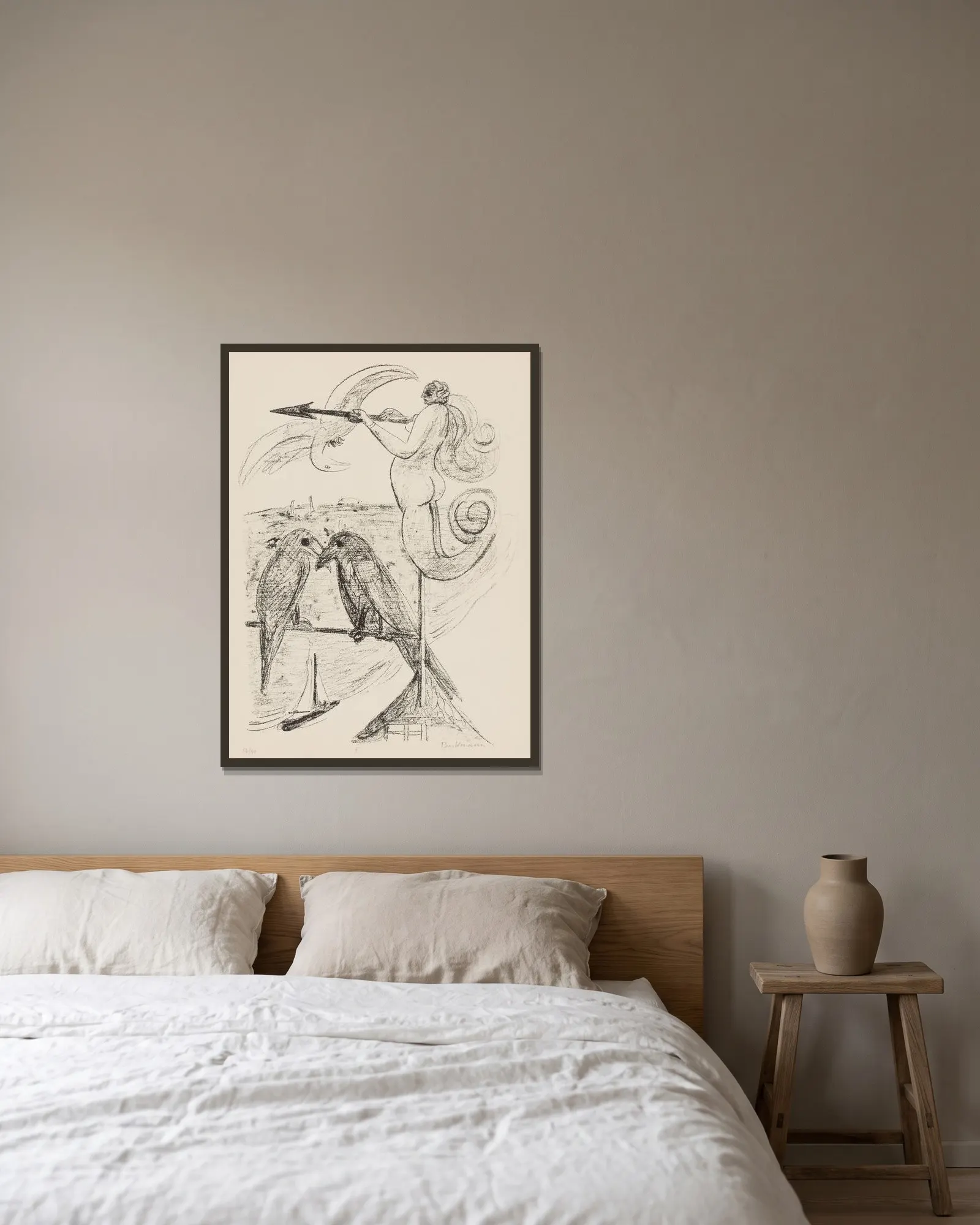 Weather-Vane av Max Beckmann inramad på en vägg