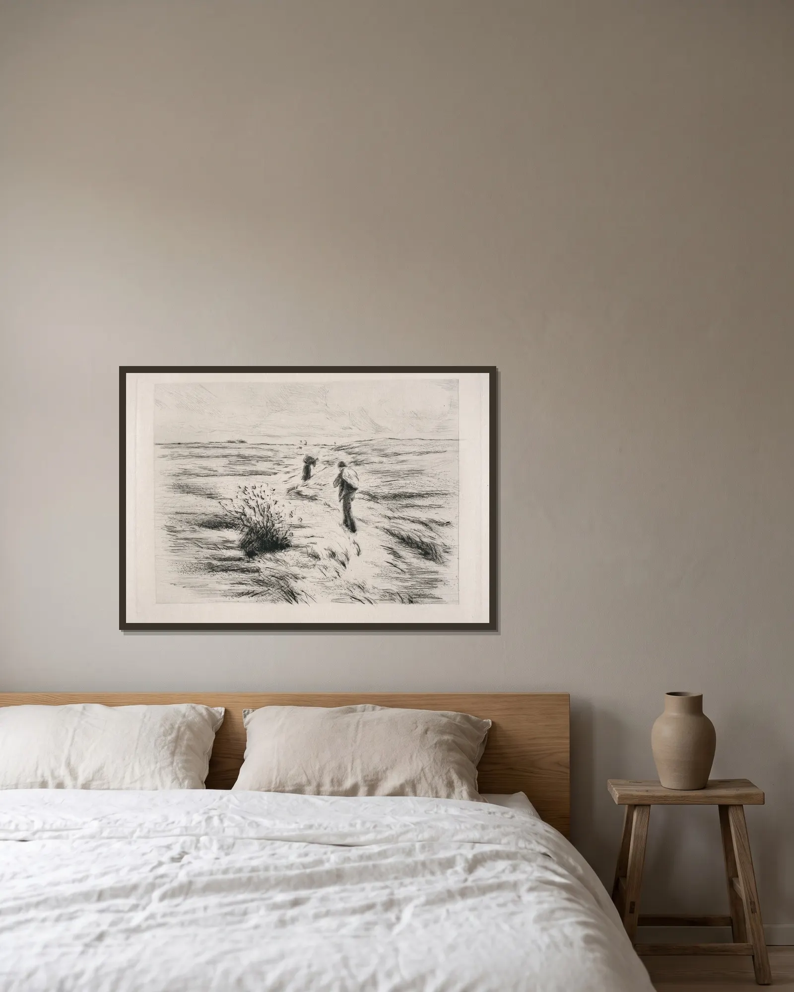 In den Dünen av Max Liebermann inramad på en vägg