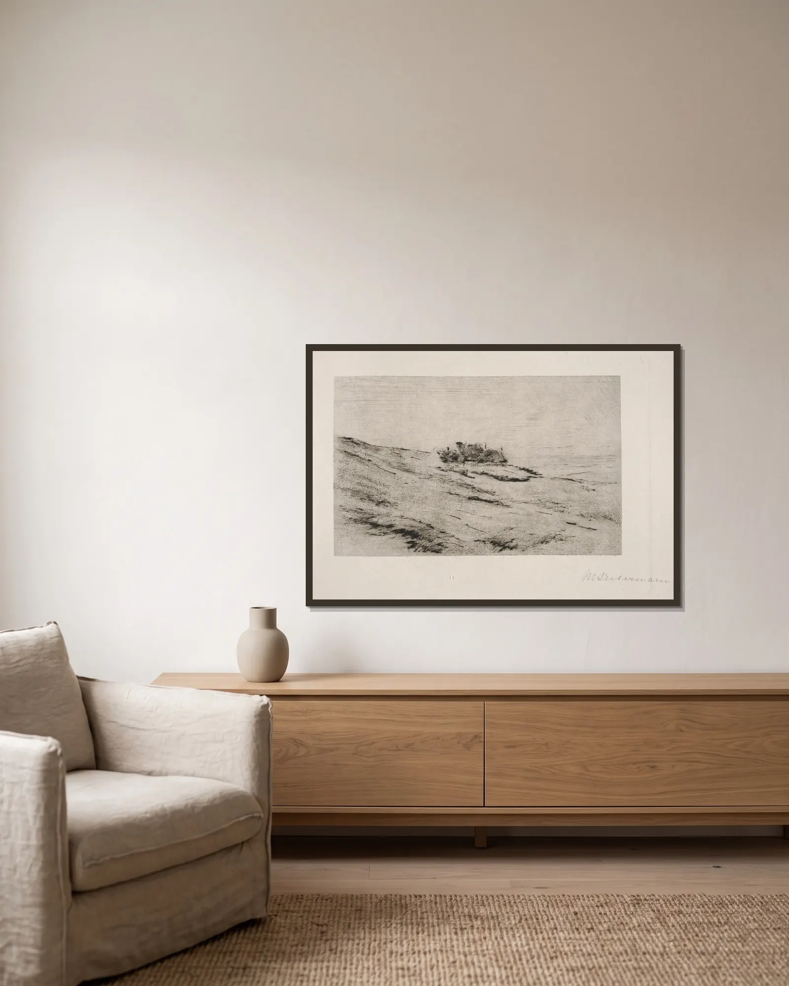 Strandhäuser av Max Liebermann inramad på en vägg