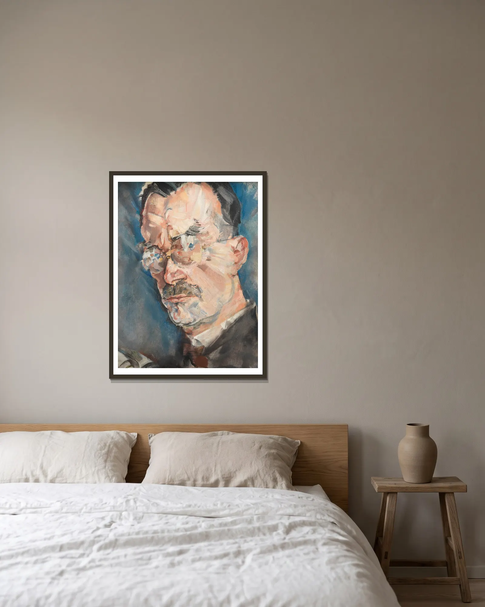 Thomas Mann av Max Oppenheimer inramad på en vägg