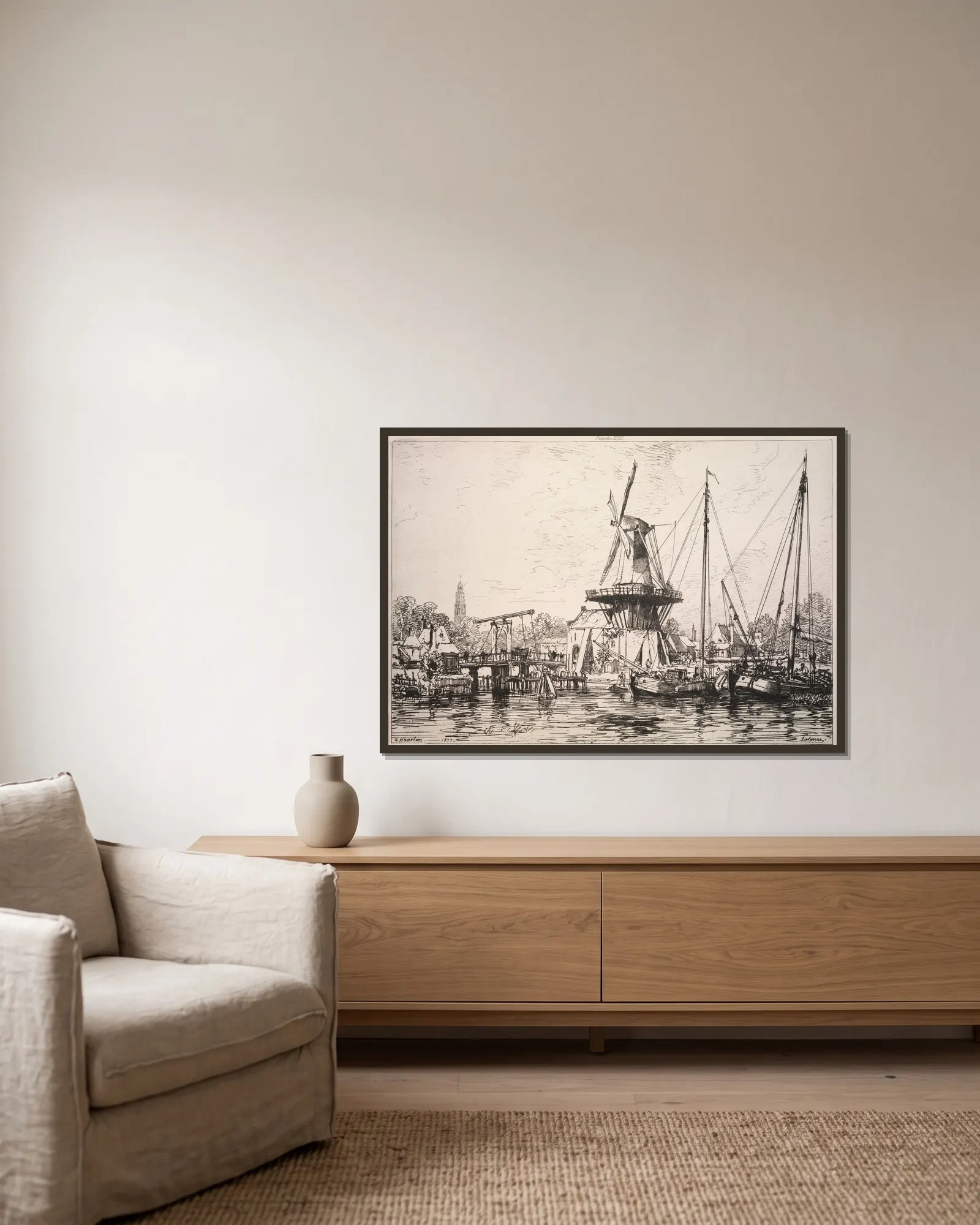 At Harlem (Holland) av Maxime Lalanne inramad på en vägg