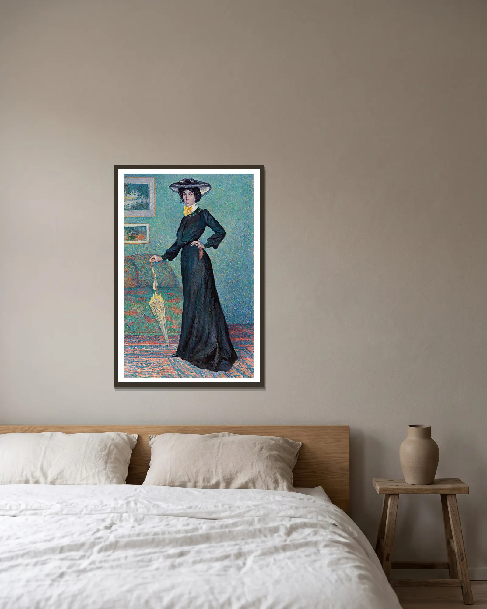Lucie Cousturier av Maximilien Luce inramad på en vägg
