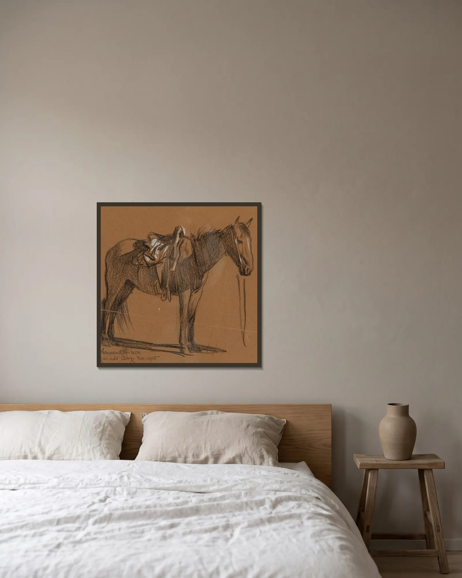 Horse Study av Maynard Dixon inramad på en vägg