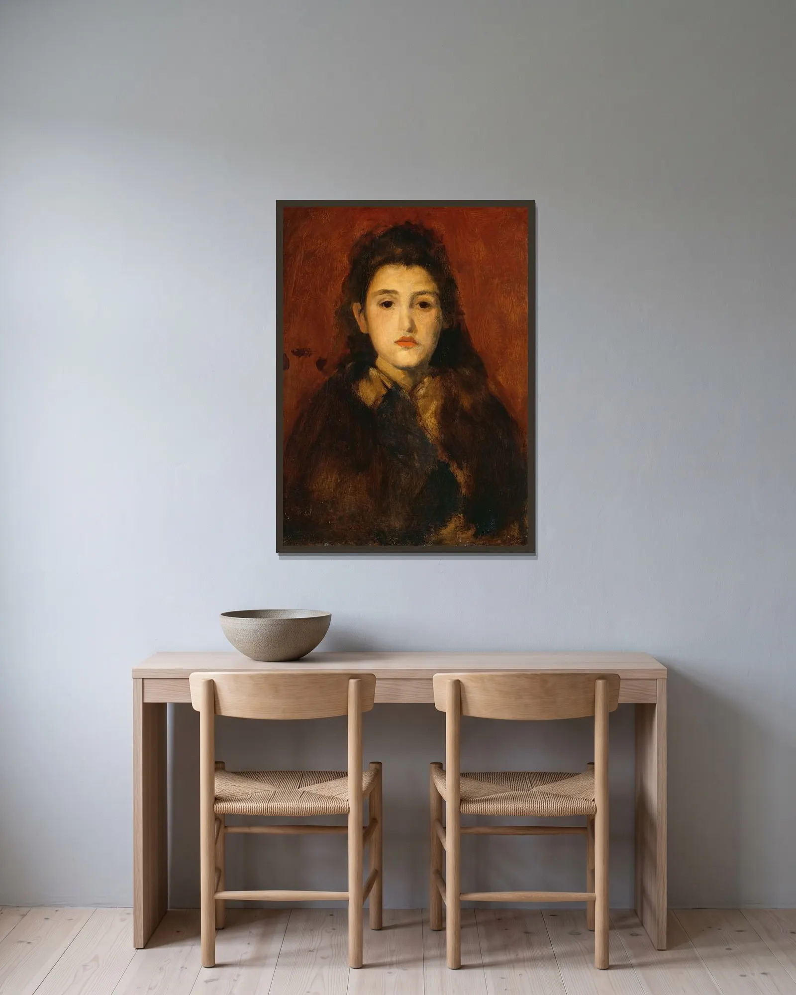 Alice Butt av James Abbott McNeill Whistler inramad på en vägg