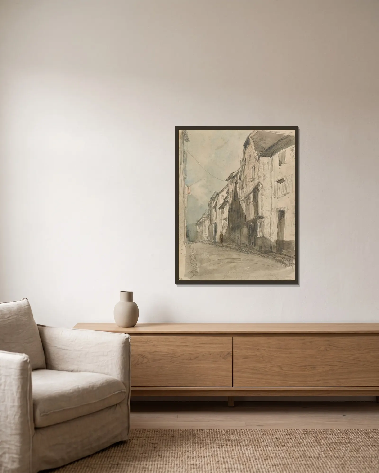 Saverne av James Abbott McNeill Whistler inramad på en vägg