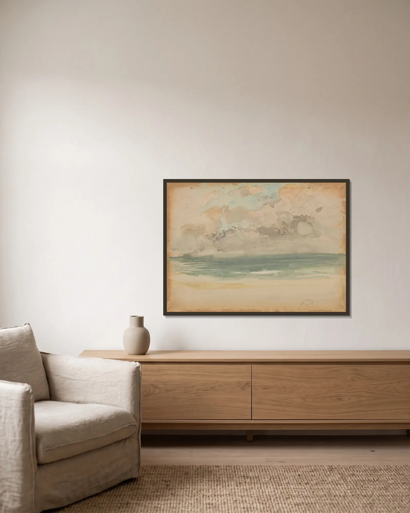 The Ocean Wave av James Abbott McNeill Whistler inramad på en vägg