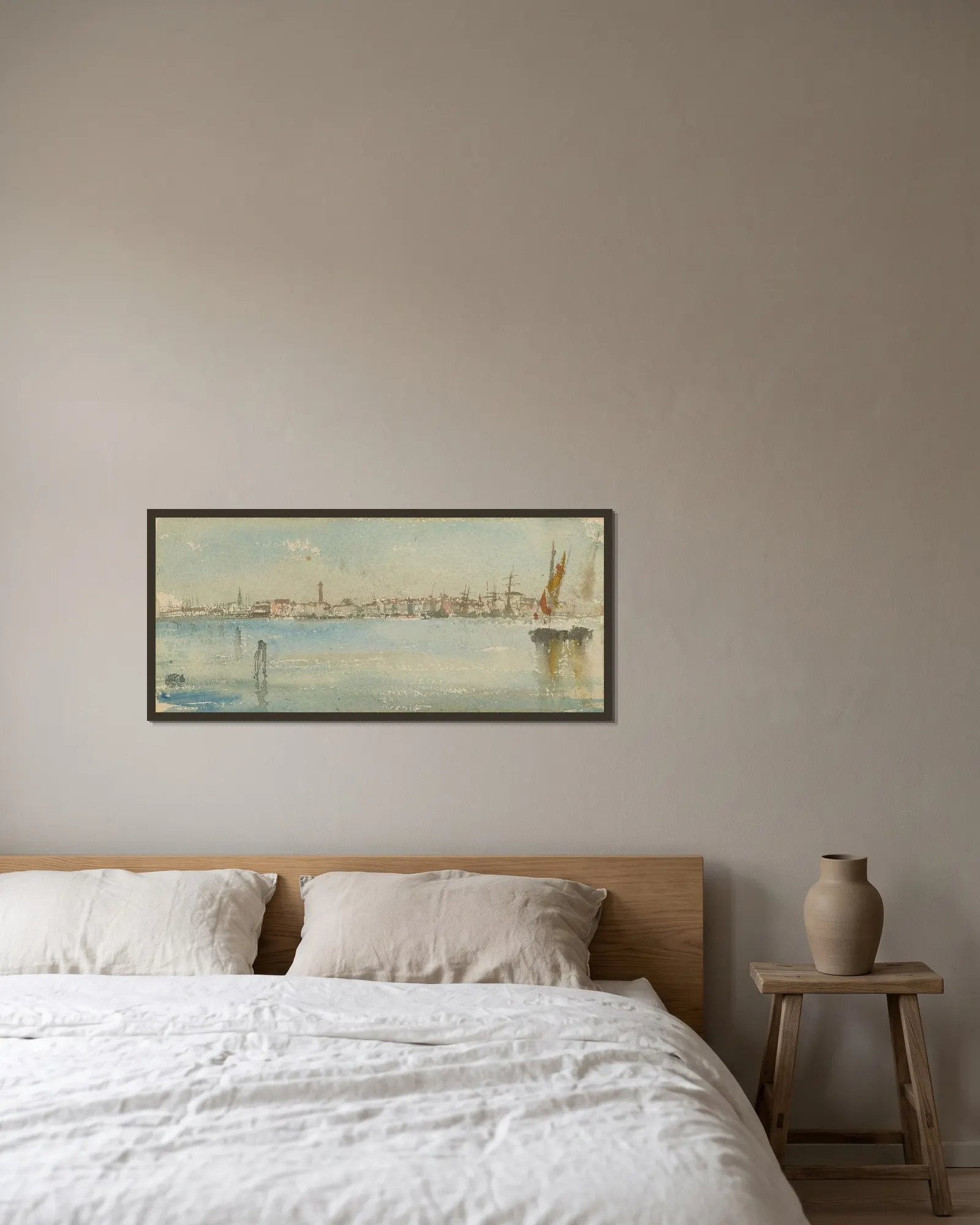 Venice Harbor av James Abbott McNeill Whistler inramad på en vägg