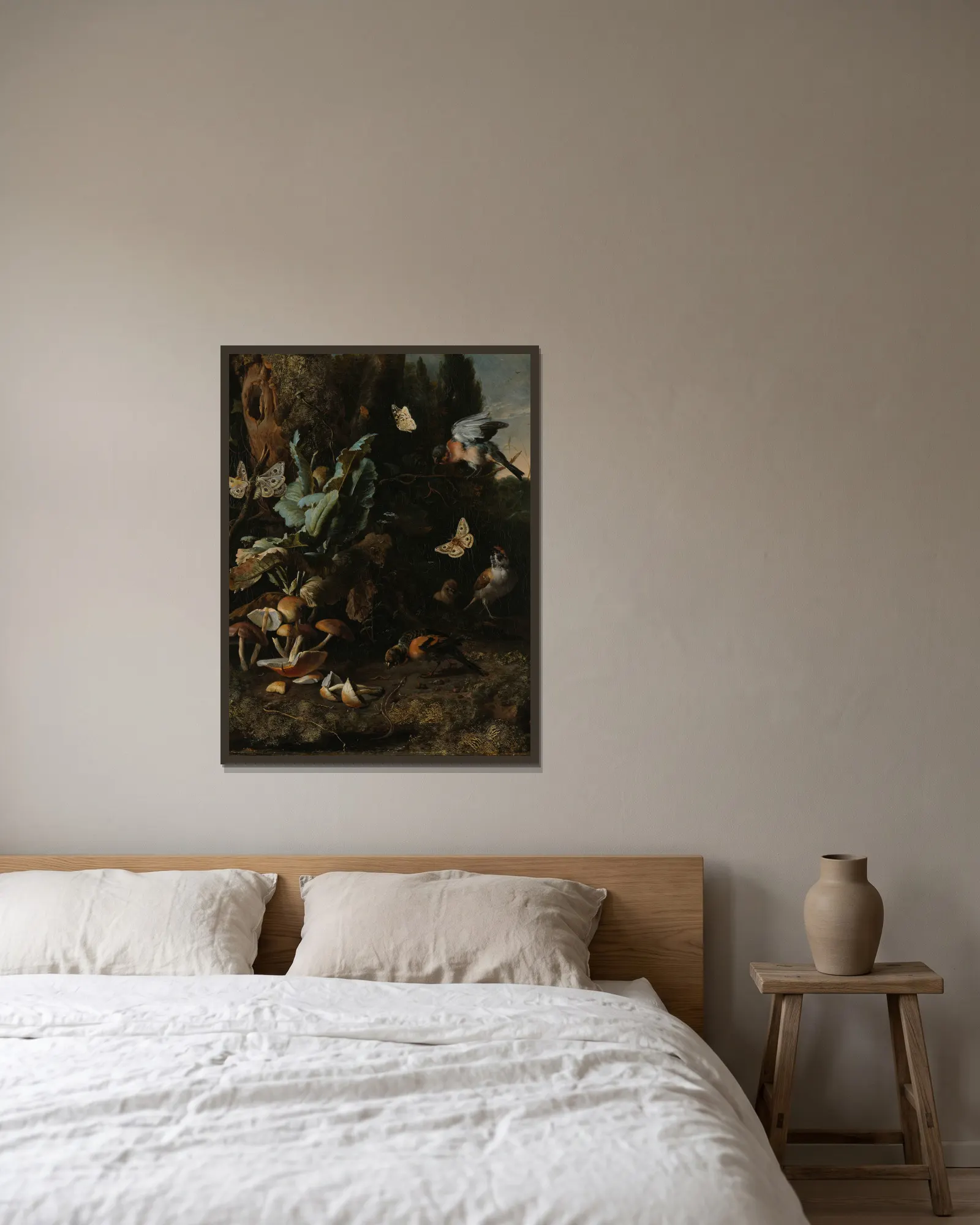Animals and Plants av Melchior d'Hondecoeter inramad på en vägg