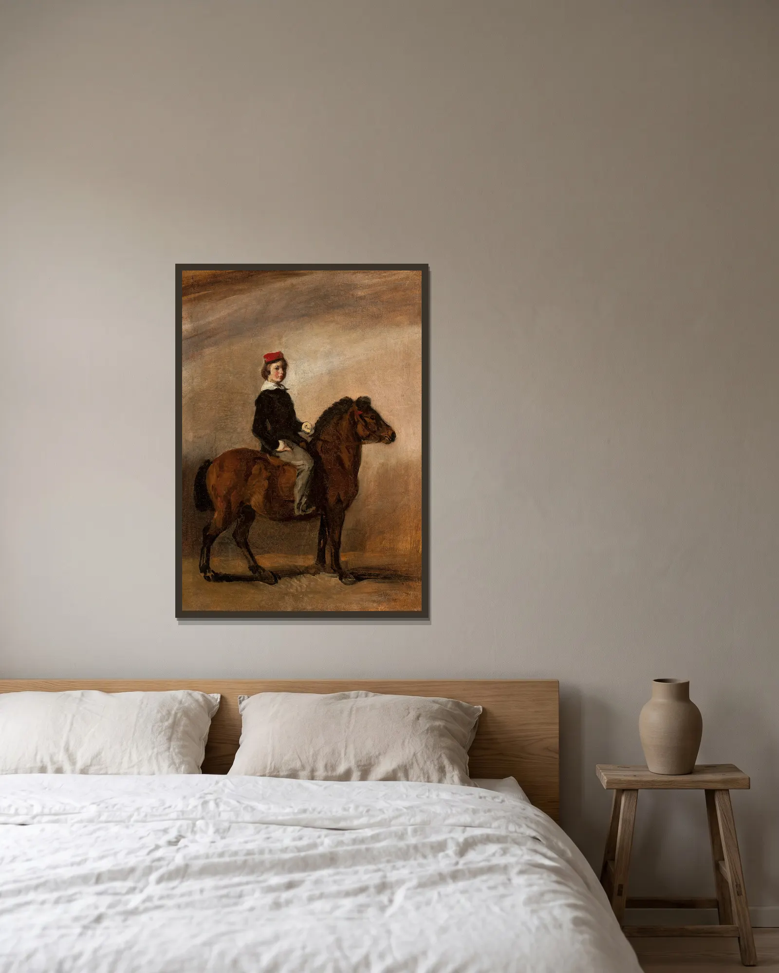 Artist’s son on a pony av Piotr Michałowski inramad på en vägg