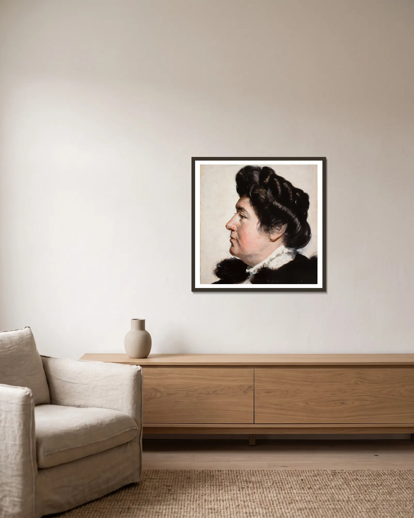 Ellen Gulbranson av Michael Ancher inramad på en vägg