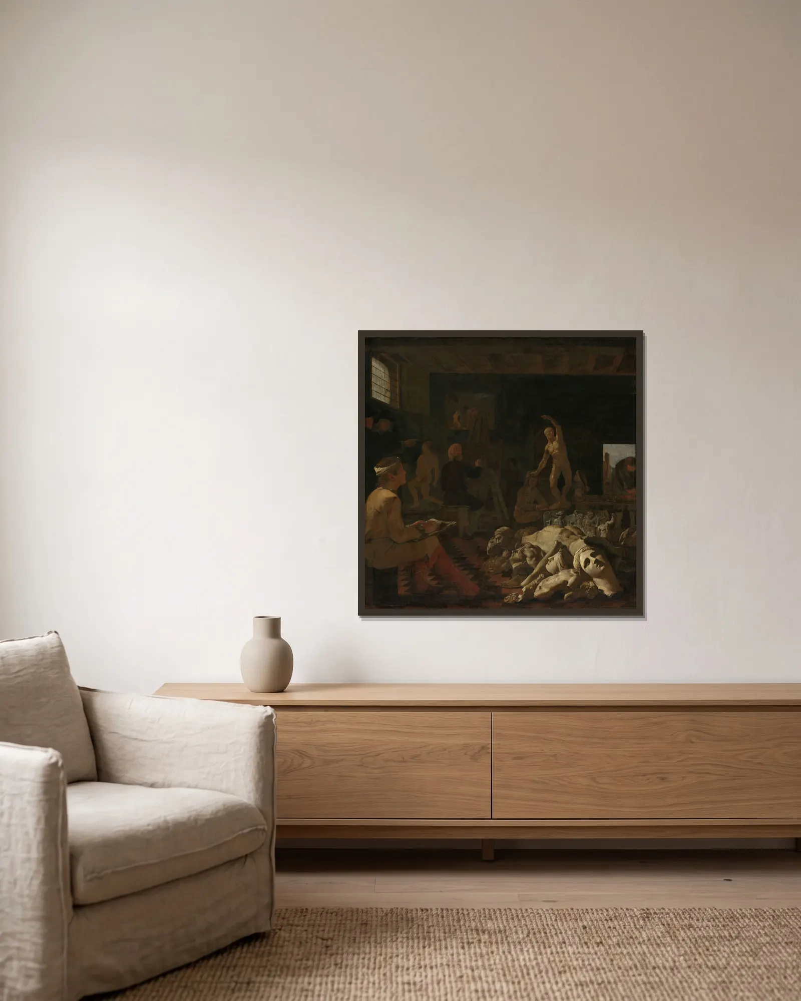 A Painter’s Studio av Michael Sweerts inramad på en vägg